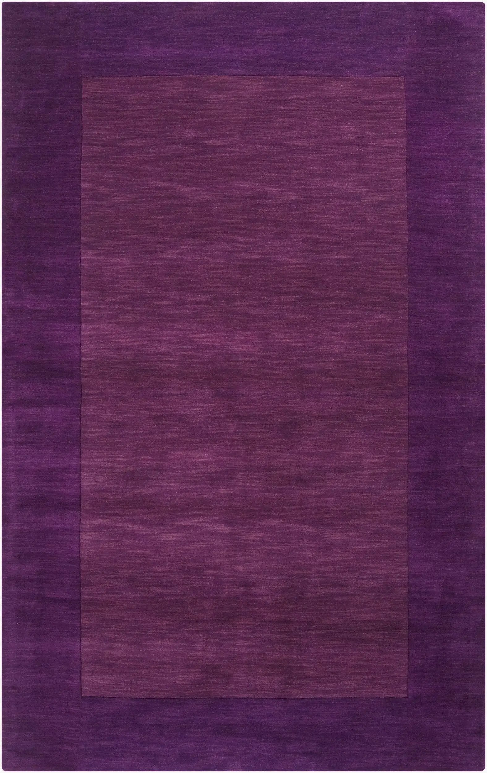 Livabliss Mystique M-349 Purple hand-loomed wool area rug with textured center panel and border, artisan craftsman from India.