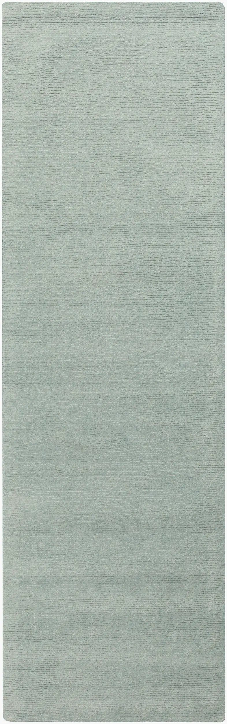 Livabliss Mystique M-5328 Dusty sage hallway runner rug with high-low pile texture and hand-loomed wool craftsmanship for modern interiors.