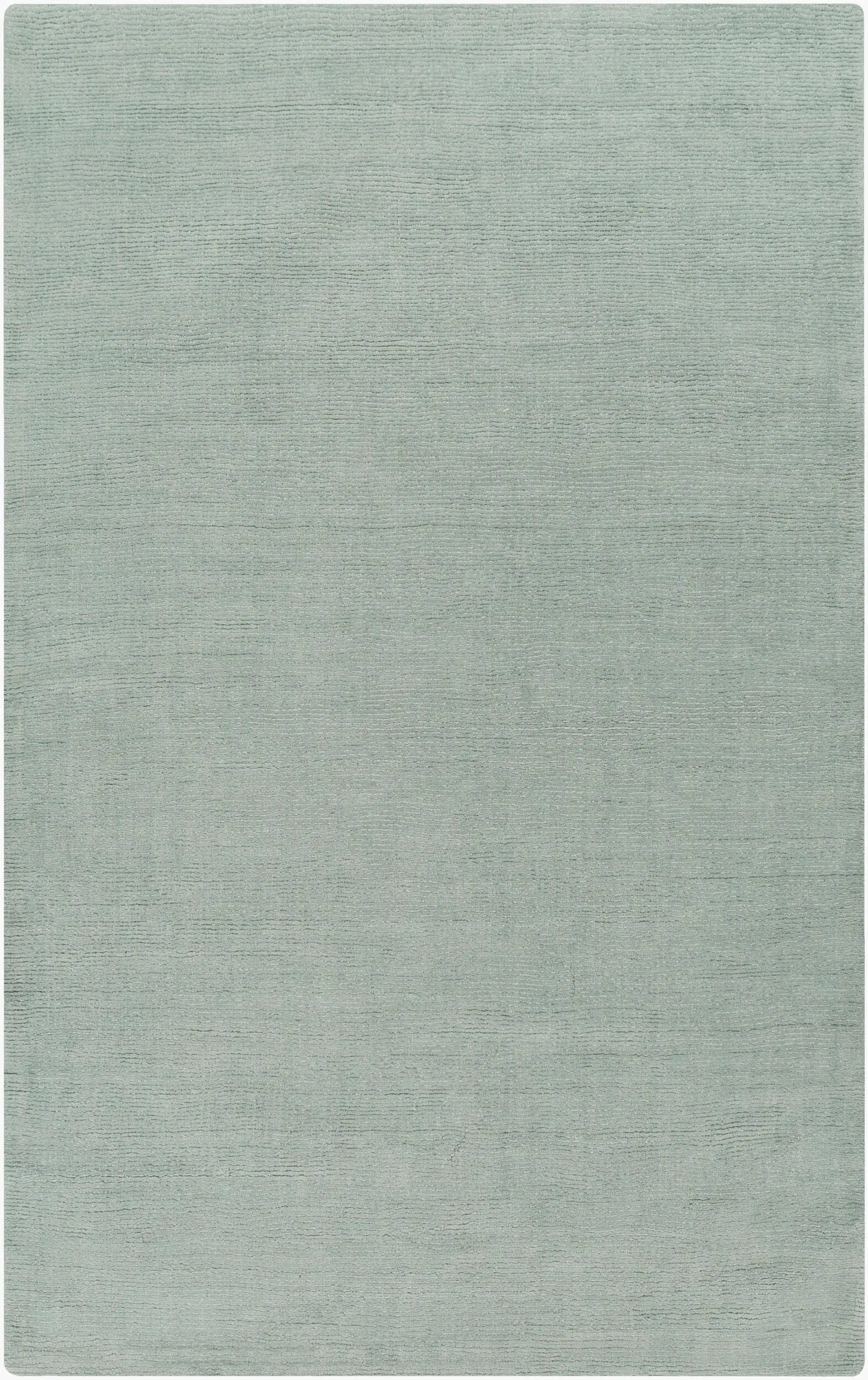 Hand-loomed Livabliss Mystique M-5328 dusty sage wool area rug with a textured high-low pile, perfect for modern or mid-century living rooms.