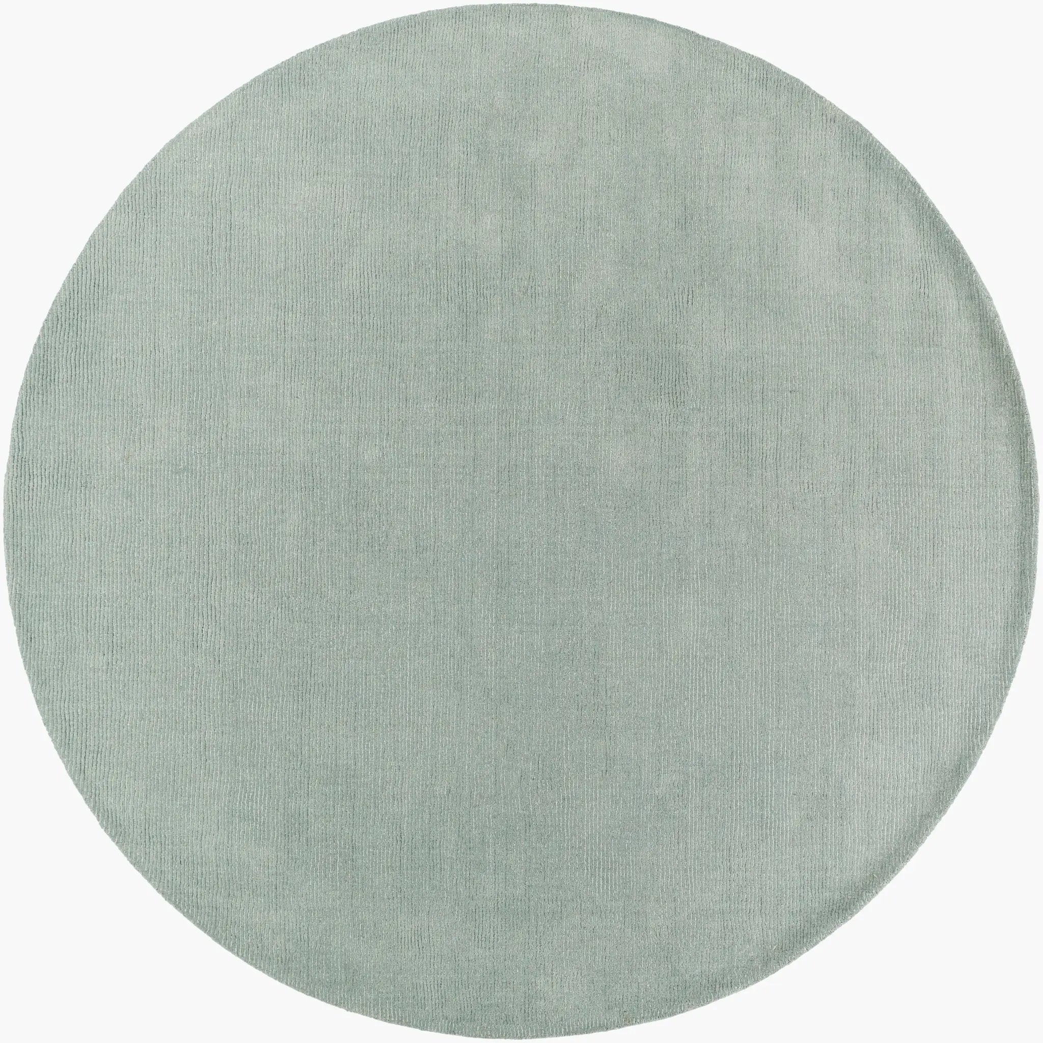 Livabliss Mystique M-5328 Round dusty sage area rug with hand-loomed wool texture and high-low pile for modern mid-century interiors.