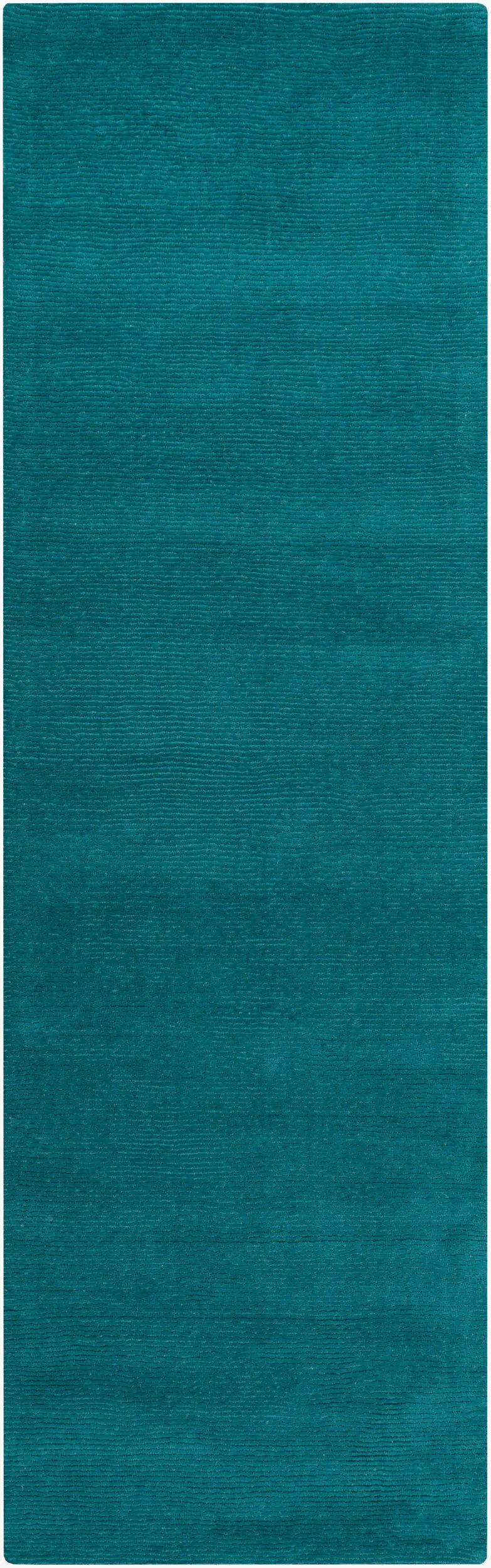 Livabliss Mystique M-5330 Deep teal hand-loomed wool hallway runner rug with contemporary high-low texture for durable comfort and visual definition.