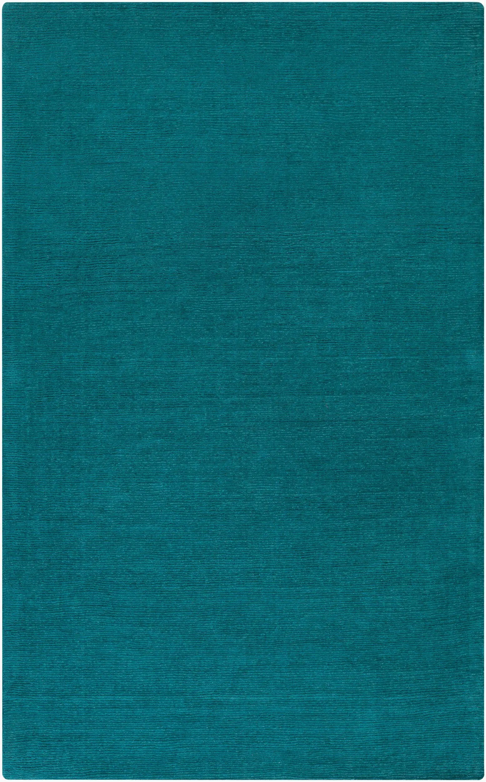 Livabliss Mystique M-5330 Deep teal hand-loomed wool area rug with contemporary high-low texture for durable, stylish room grounding.