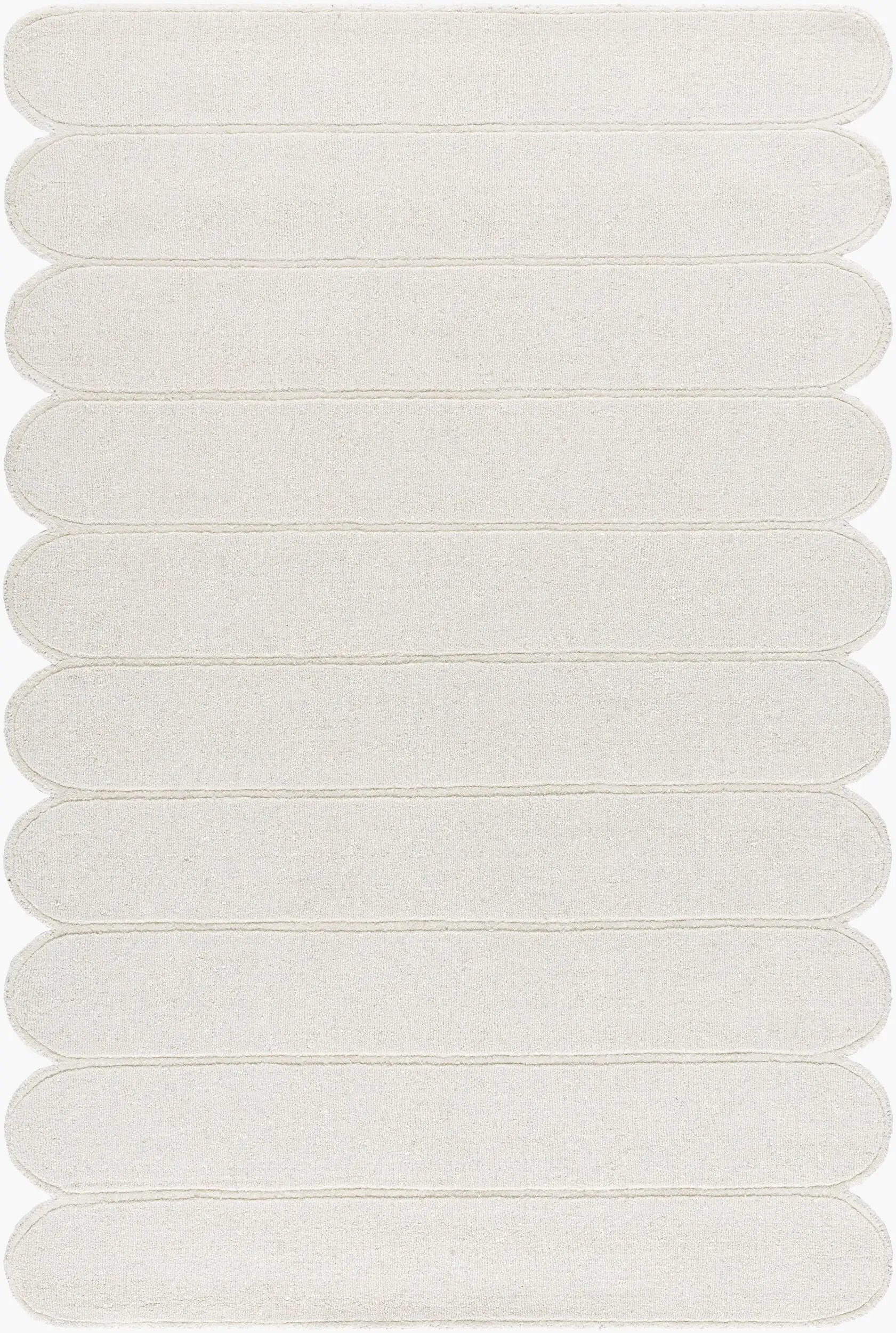 Livabliss Mystique M-5492 Ivory hand-loomed wool area rug featuring horizontal textured ridges and a balanced medium pile for refined living spaces.