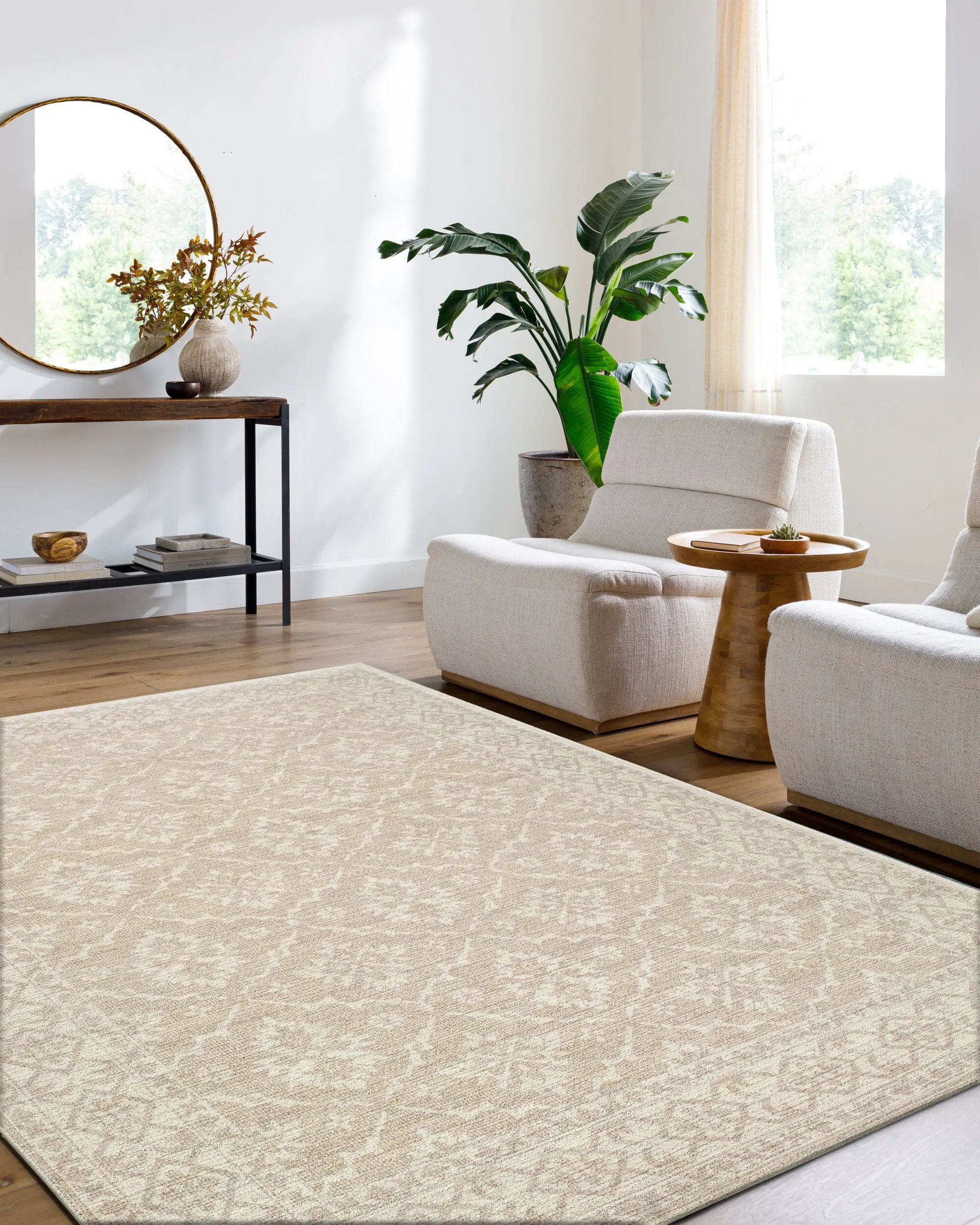 Aram NBAR-2303 Tan Area Rug by Nabela Noor Home x LIVABLISS
