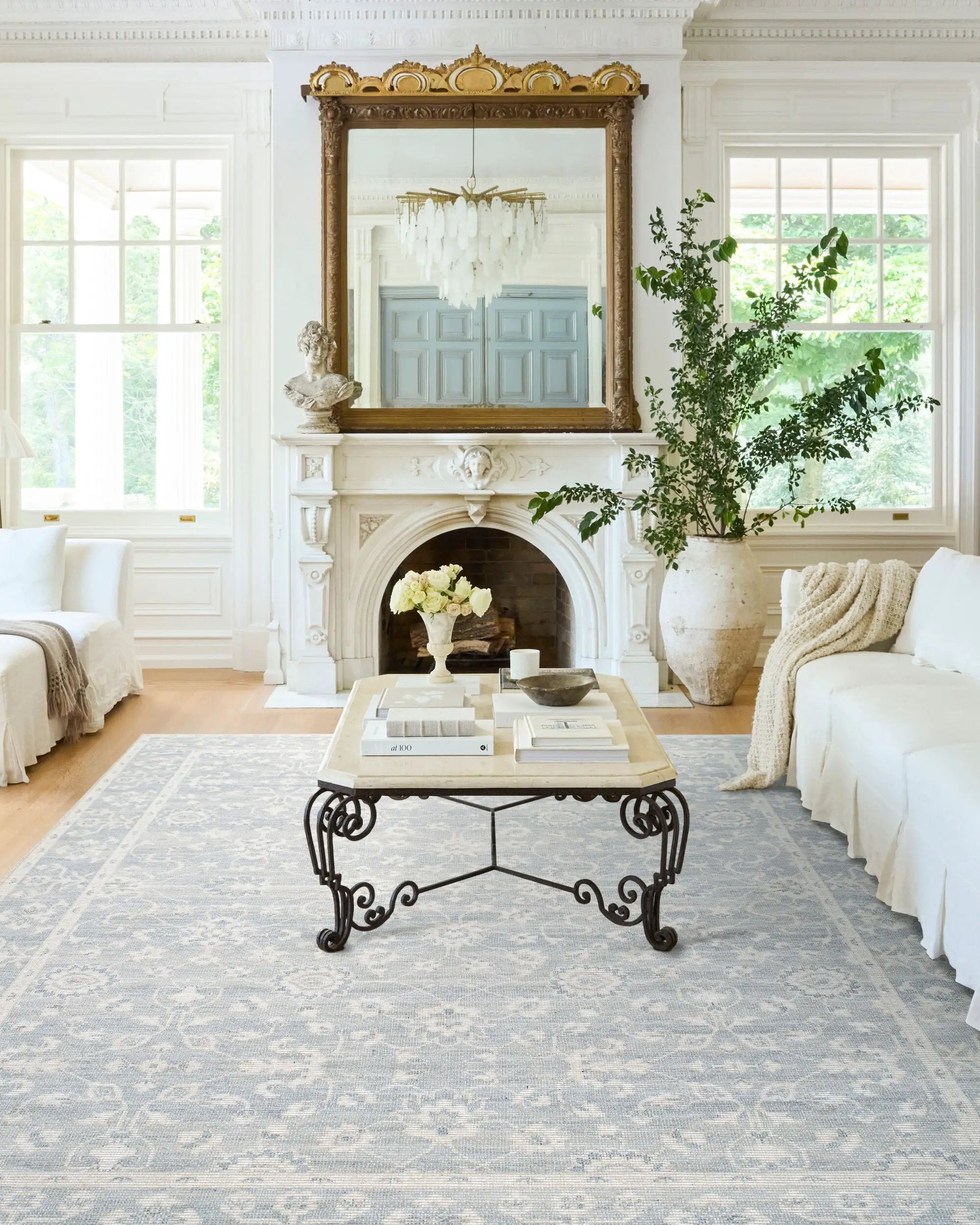Asha NBAS-2302 Sky Blue Area Rug by Nabela Noor Home x LIVABLISS