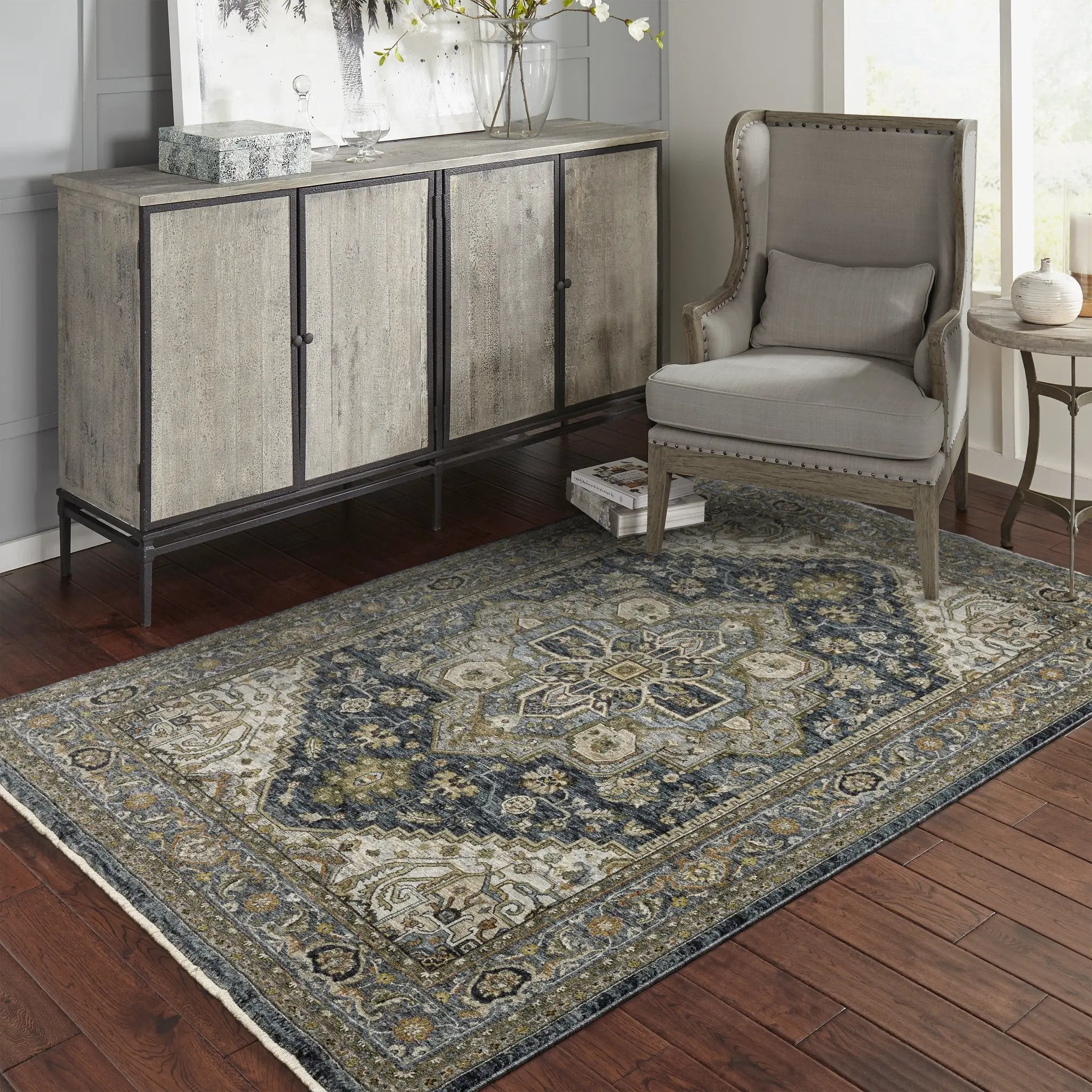 Aberdeen 1144Q Blue/ Taupe Area Rug by Oriental Weavers