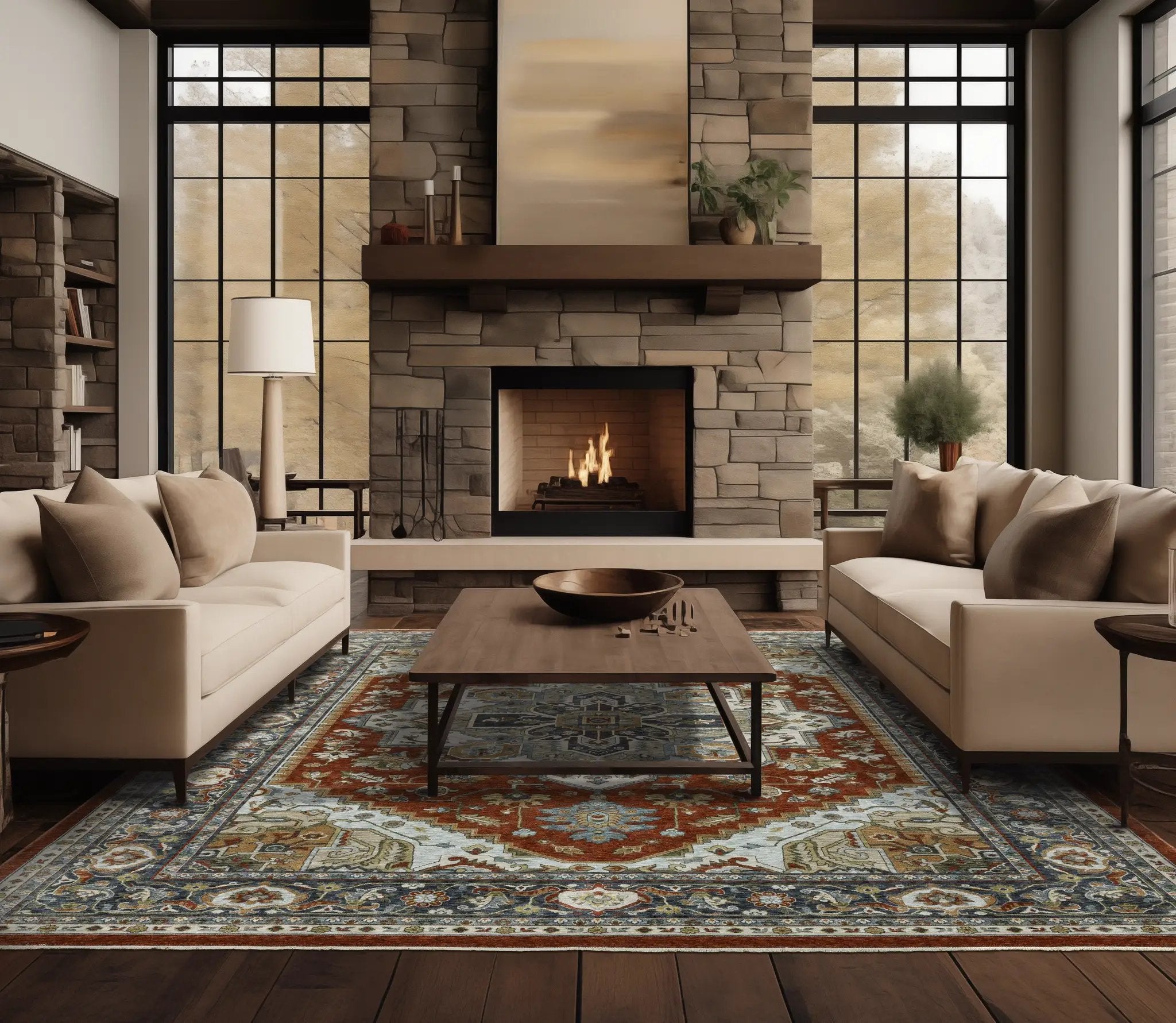 Aberdeen 1144R Red/ Blue Area Rug by Oriental Weavers