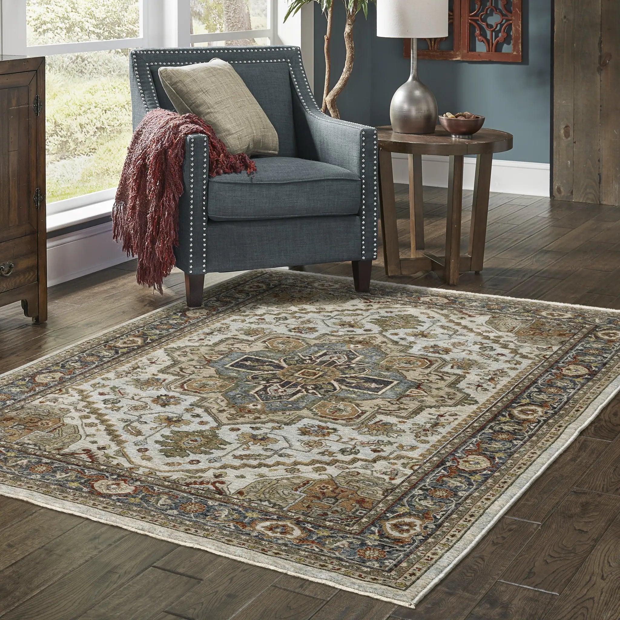 Aberdeen 1144W Beige/ Sky Blue Area Rug by Oriental Weavers