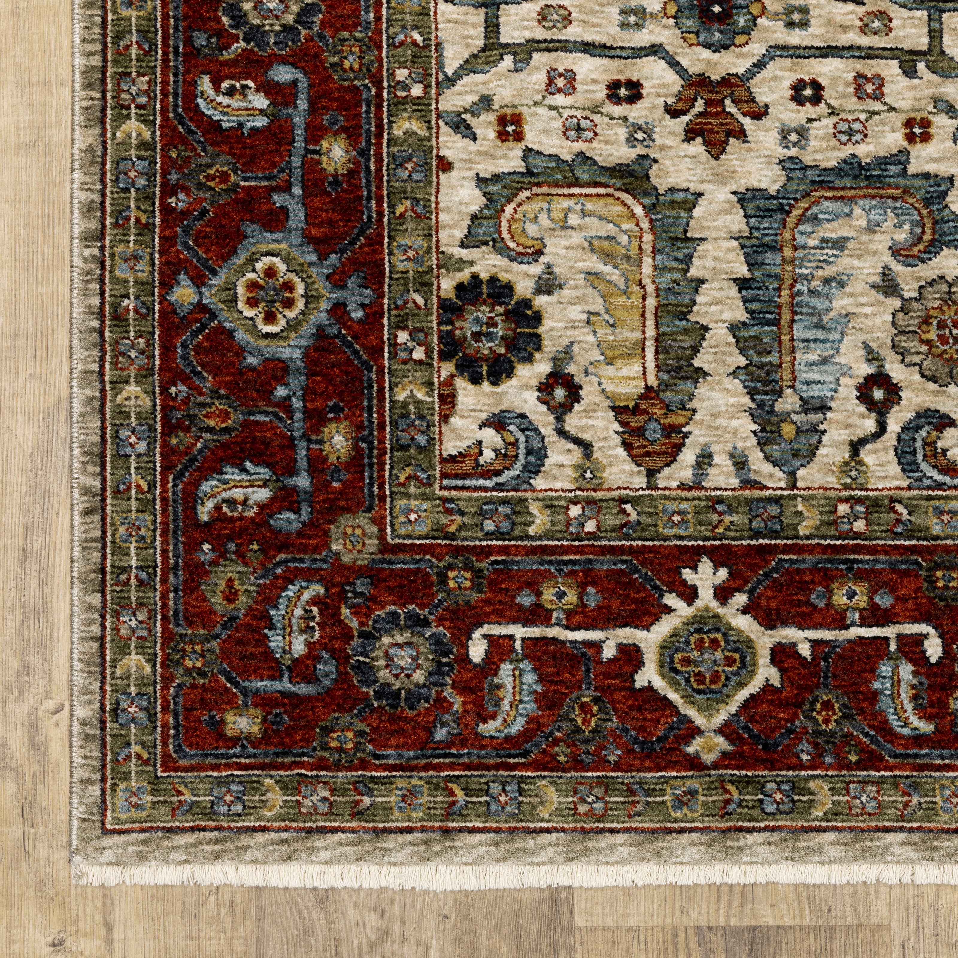 Aberdeen 144D1 Ivory/ Red Traditional Area Rug by Oriental Weavers