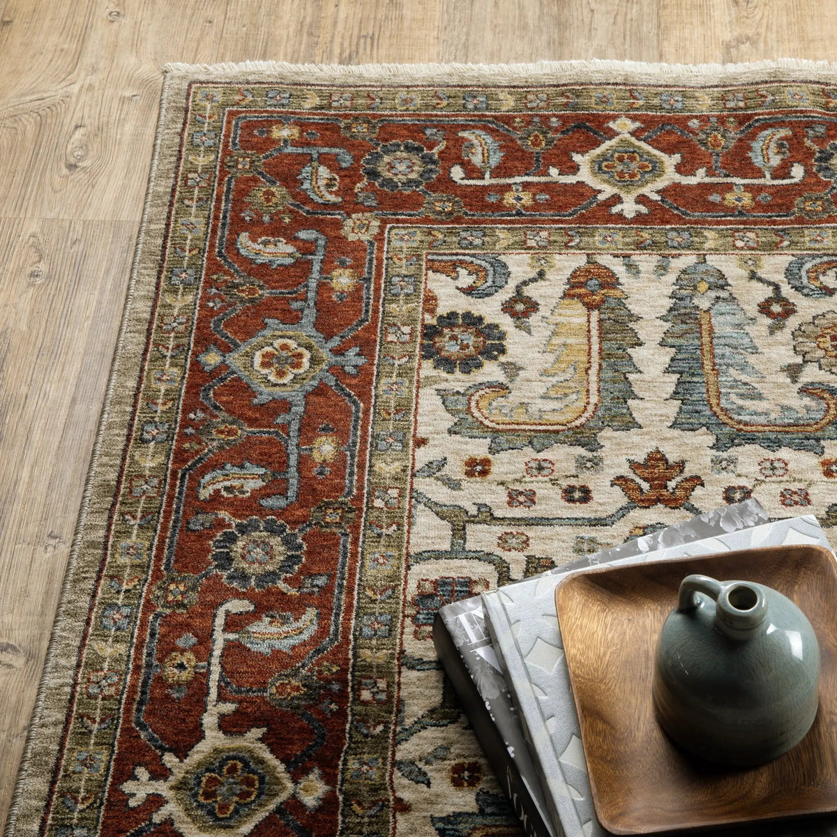 Aberdeen 144D1 Ivory/ Red Area Rug by Oriental Weavers