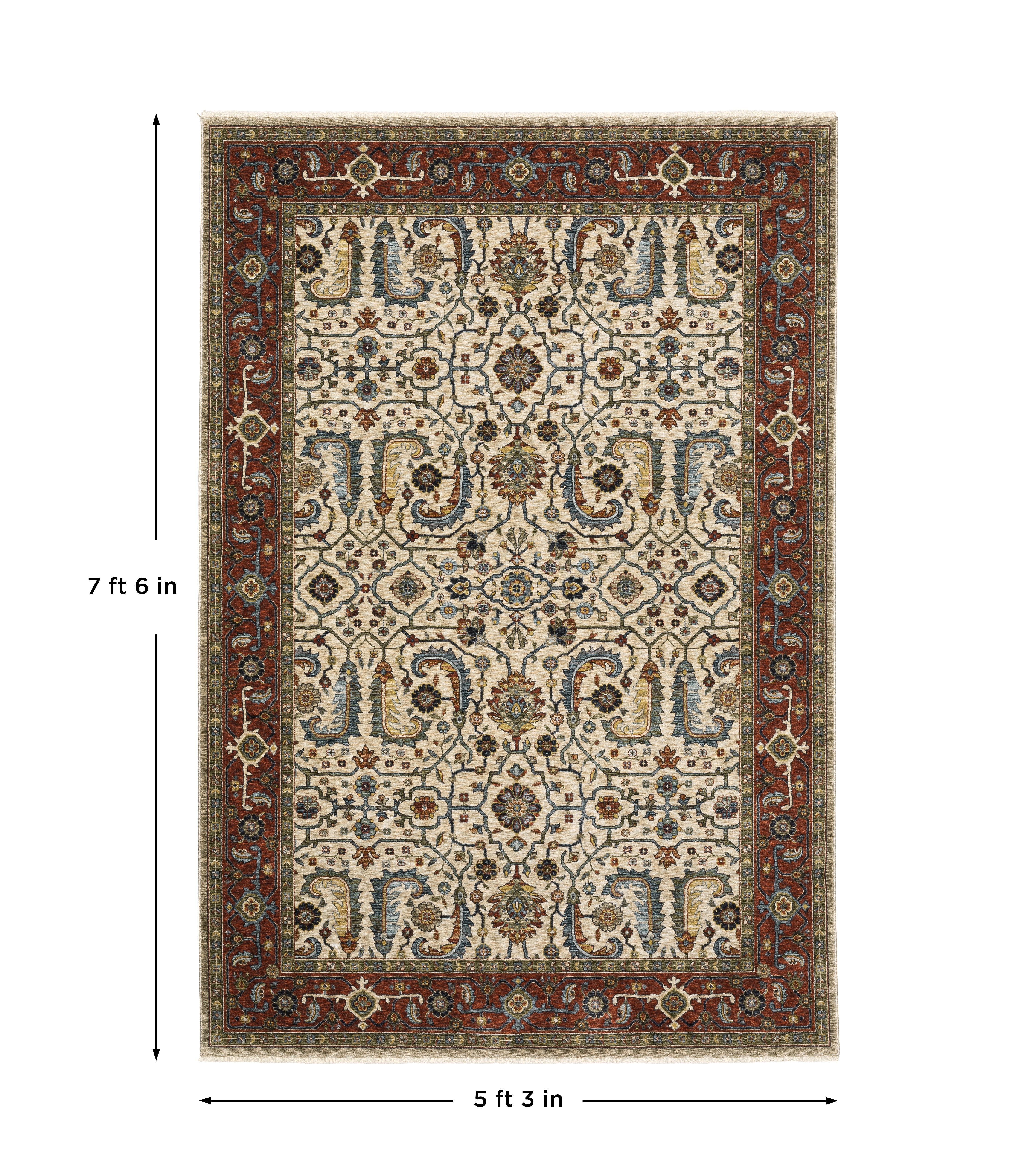 Aberdeen 144D1 Ivory/ Red Traditional Area Rug by Oriental Weavers
