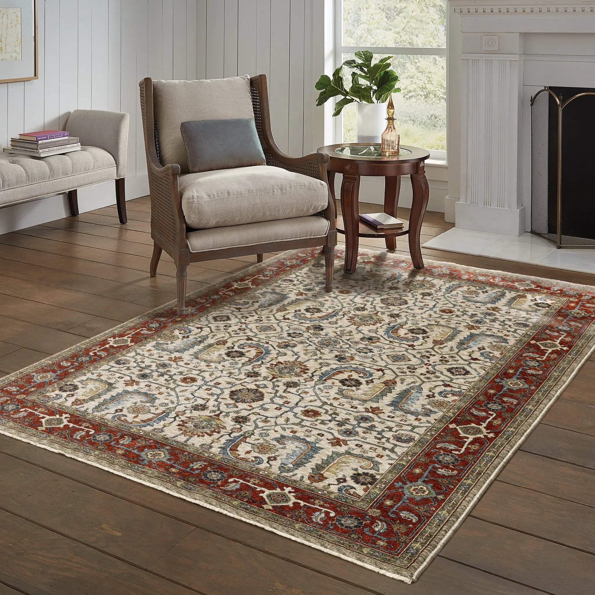 Aberdeen 144D1 Ivory/ Red Area Rug by Oriental Weavers