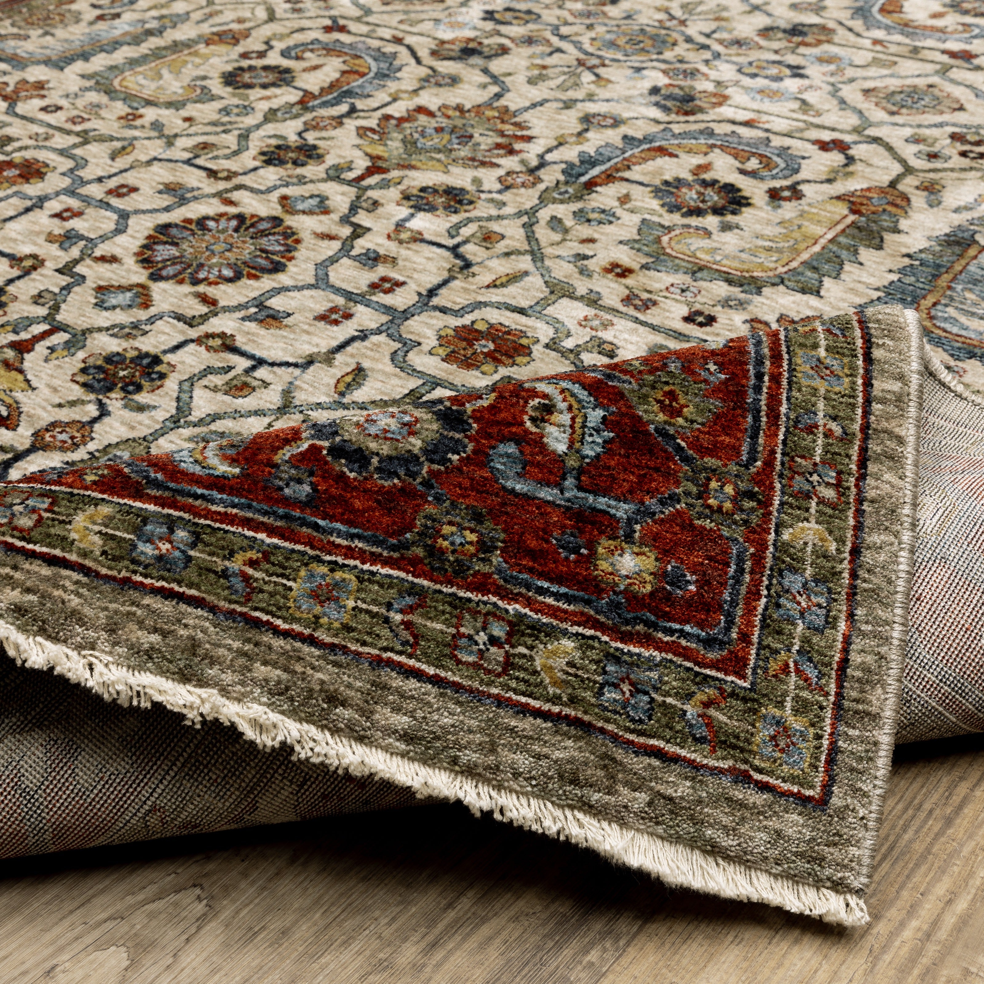 Aberdeen 144D1 Ivory/ Red Traditional Area Rug by Oriental Weavers