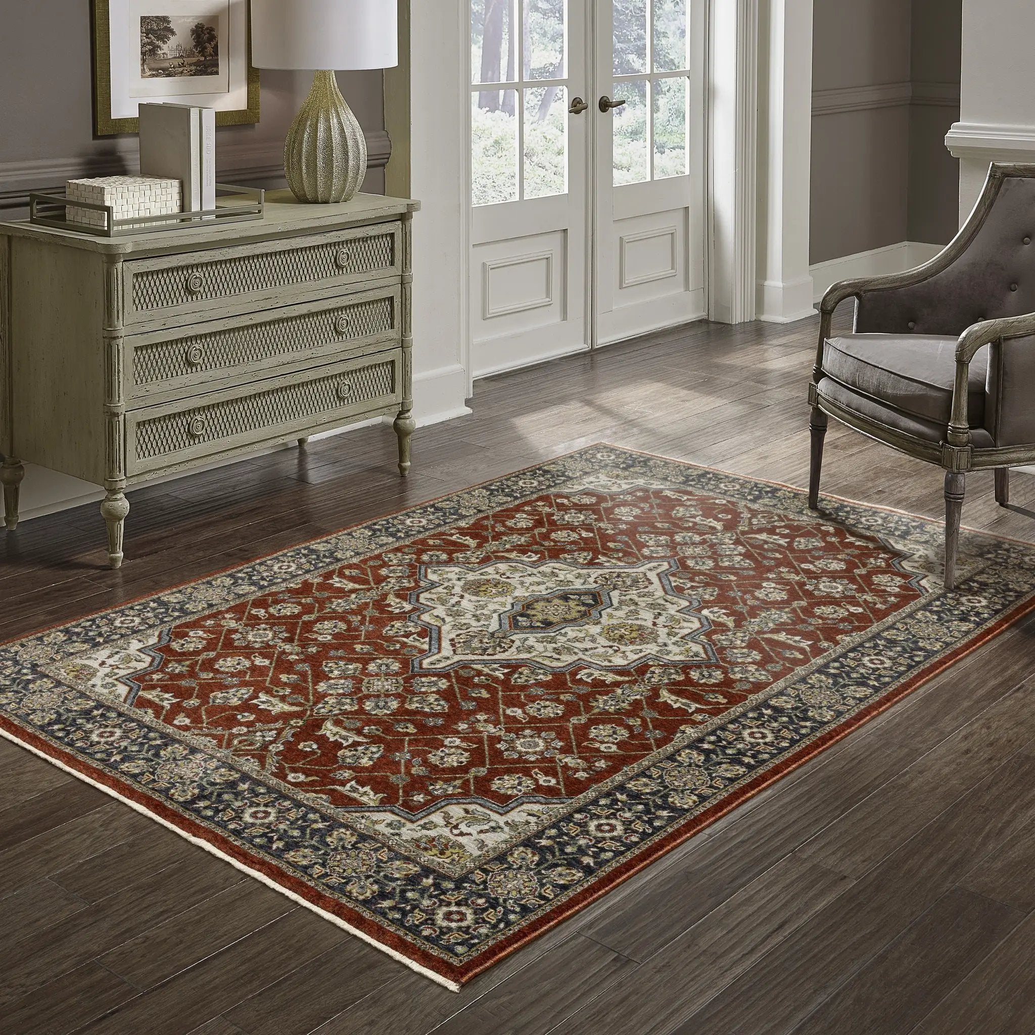 Aberdeen 4151R Red/ Blue Area Rug by Oriental Weavers