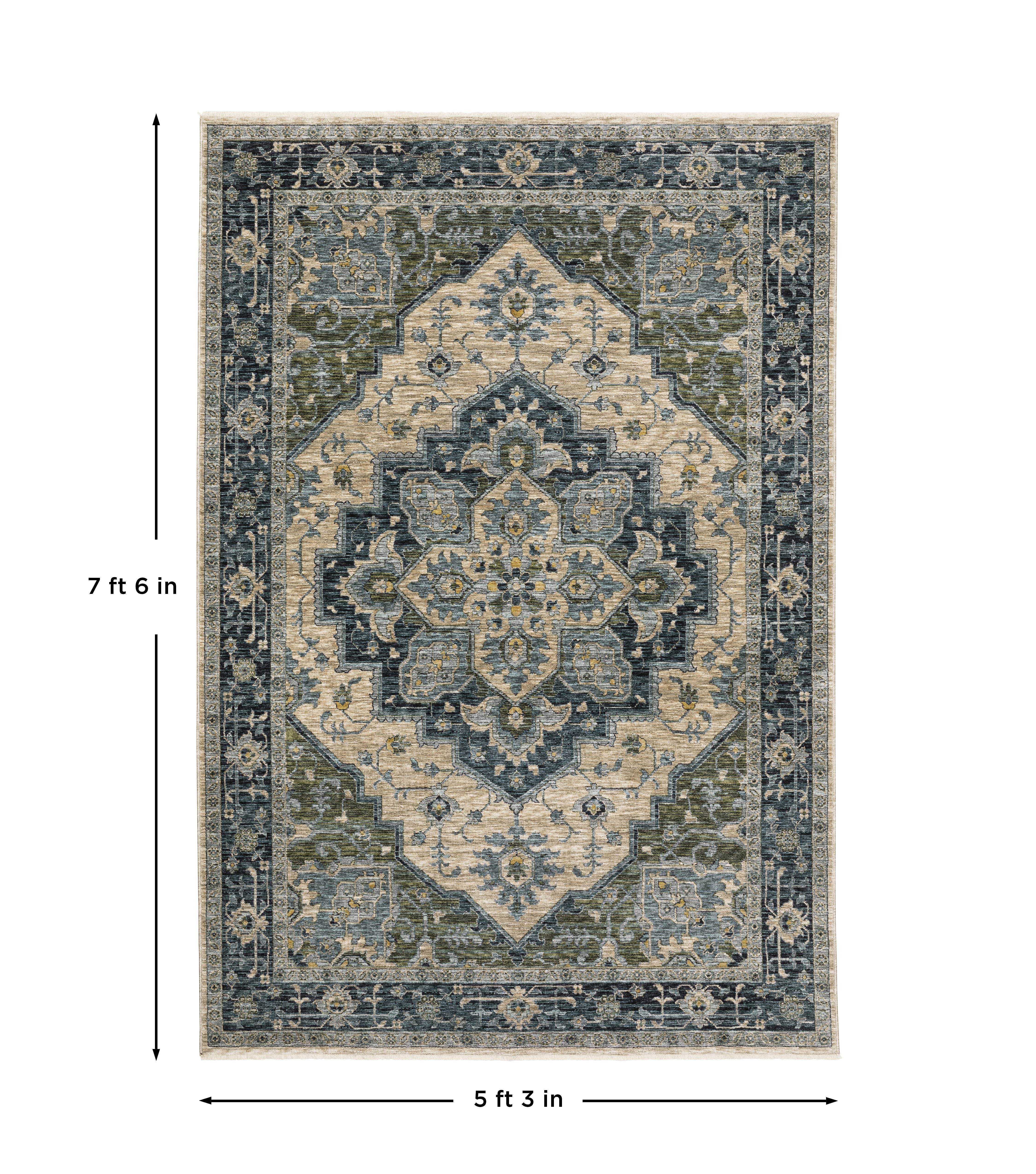 Aberdeen 051G1 Blue/ Tan Traditional Area Rug by Oriental Weavers