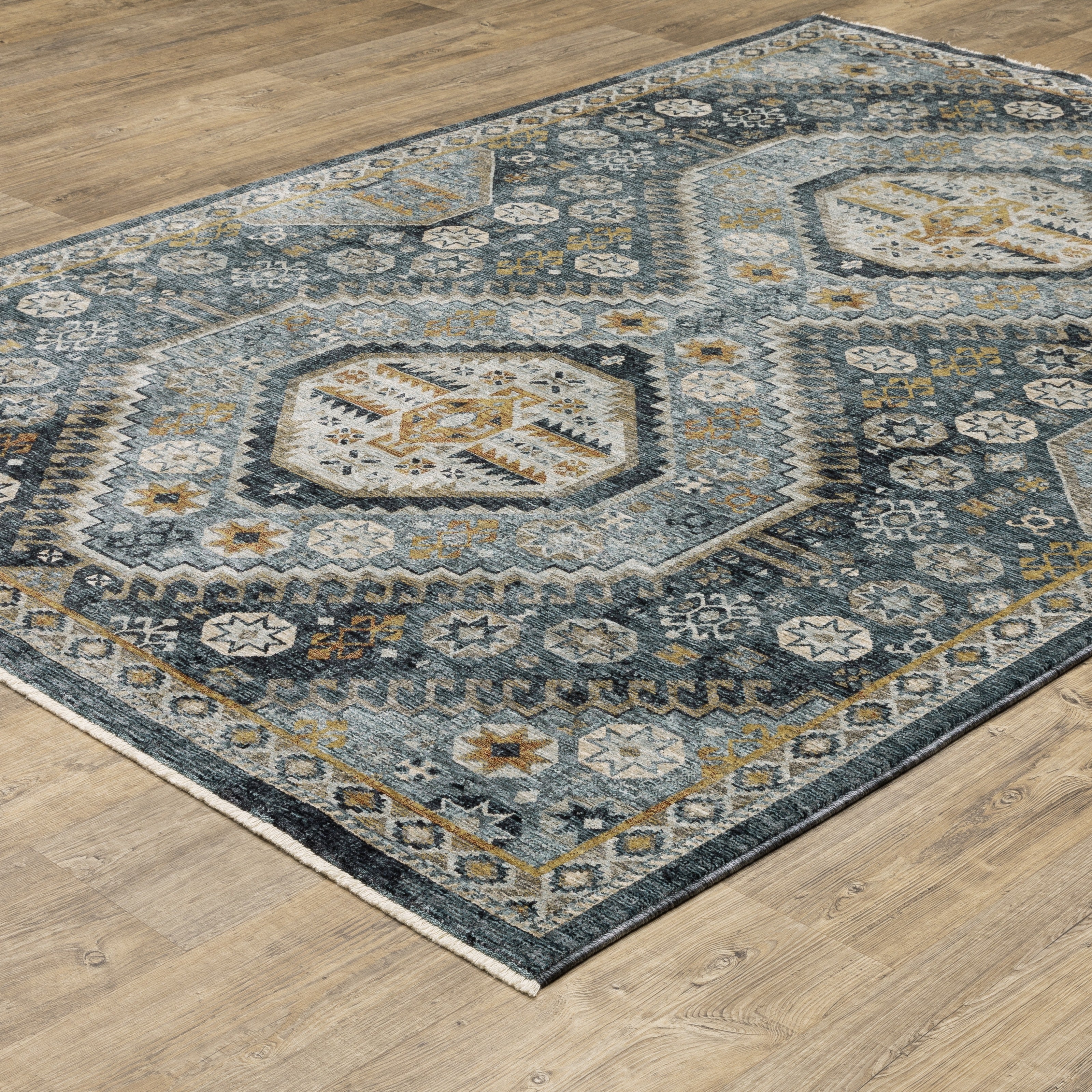 Aberdeen 7150B Blue/ Gold Traditional Area Rug by Oriental Weavers
