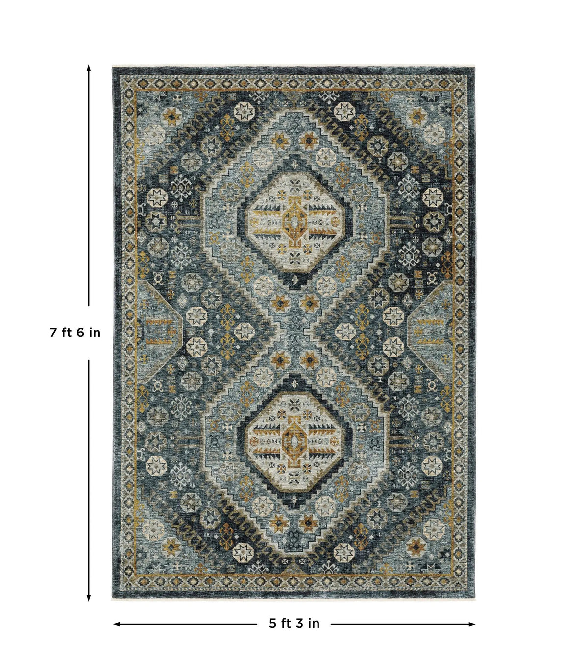 Aberdeen 7150B Blue/ Gold Area Rug by Oriental Weavers
