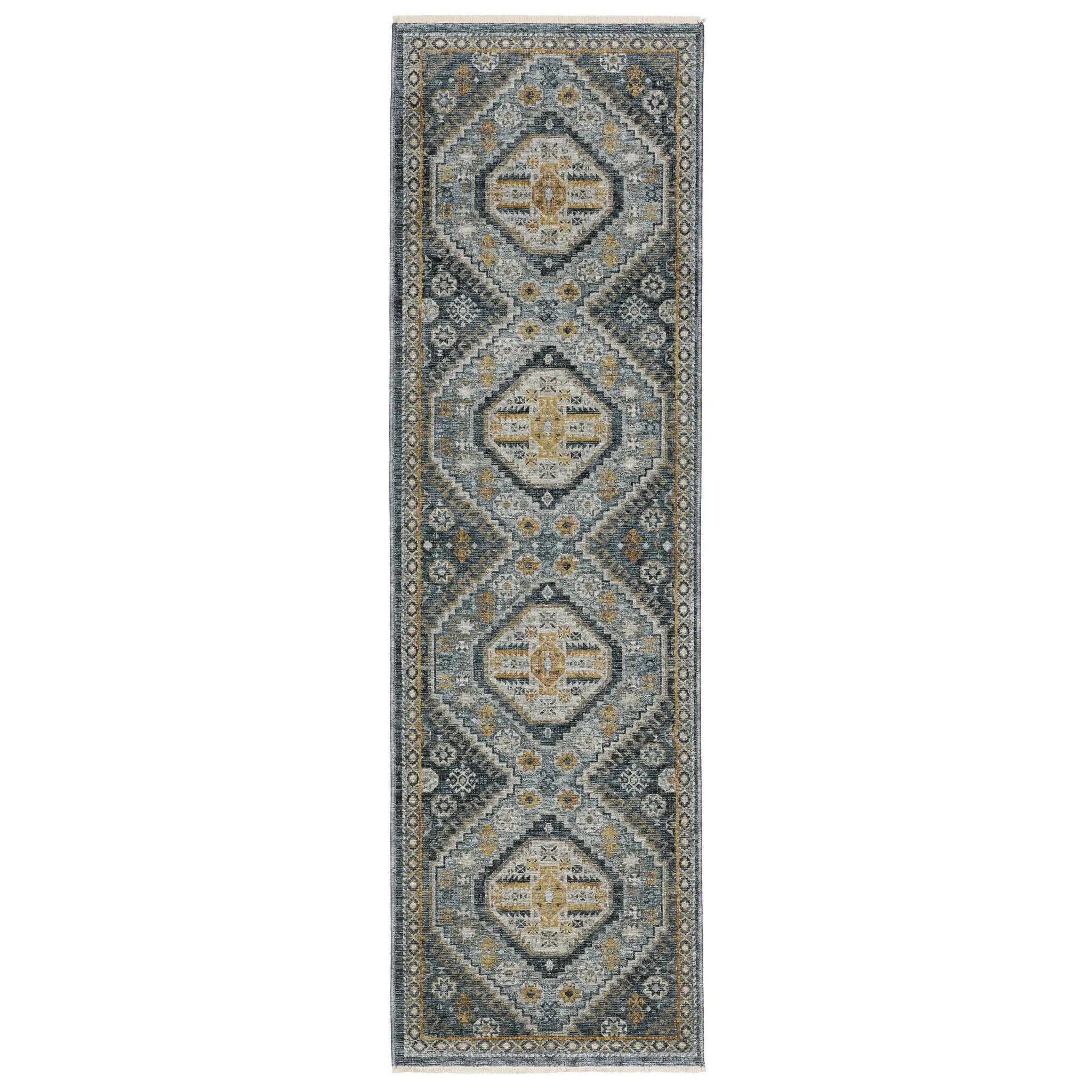 Aberdeen 7150B Blue/ Gold Area Rug by Oriental Weavers
