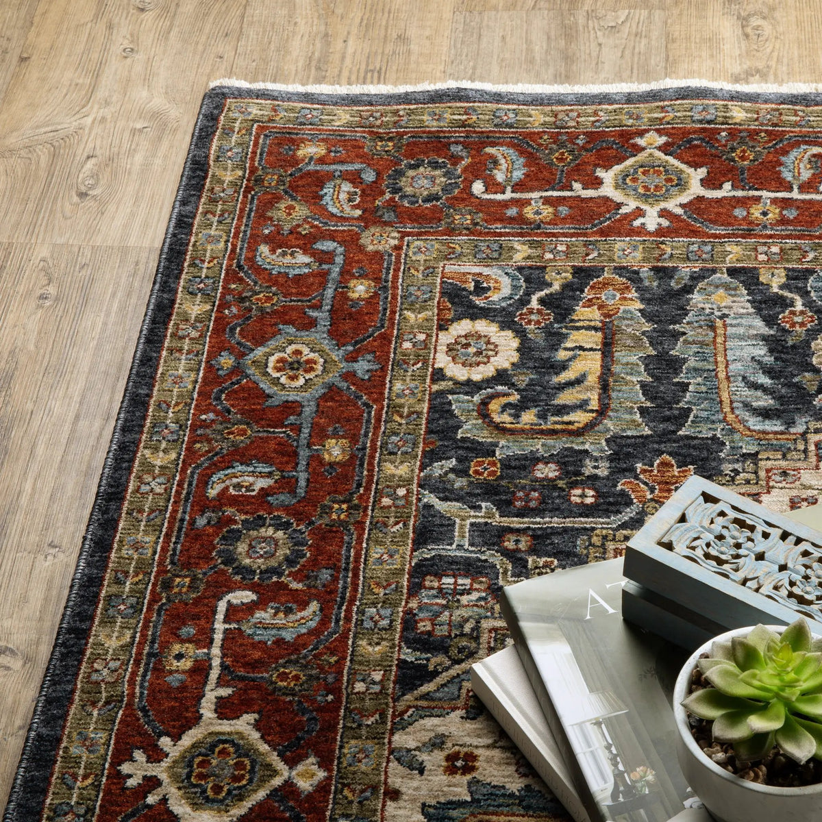 Aberdeen 752W1 Ivory/ Red Area Rug by Oriental Weavers