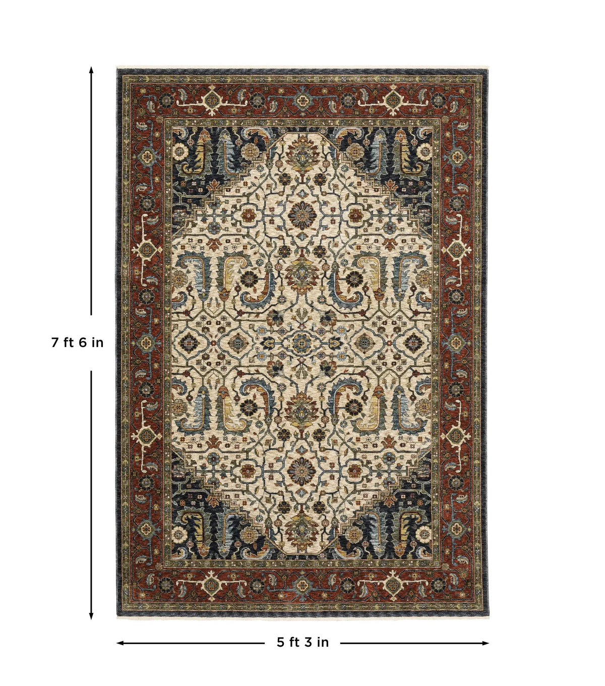 Aberdeen 752W1 Ivory/ Red Area Rug by Oriental Weavers