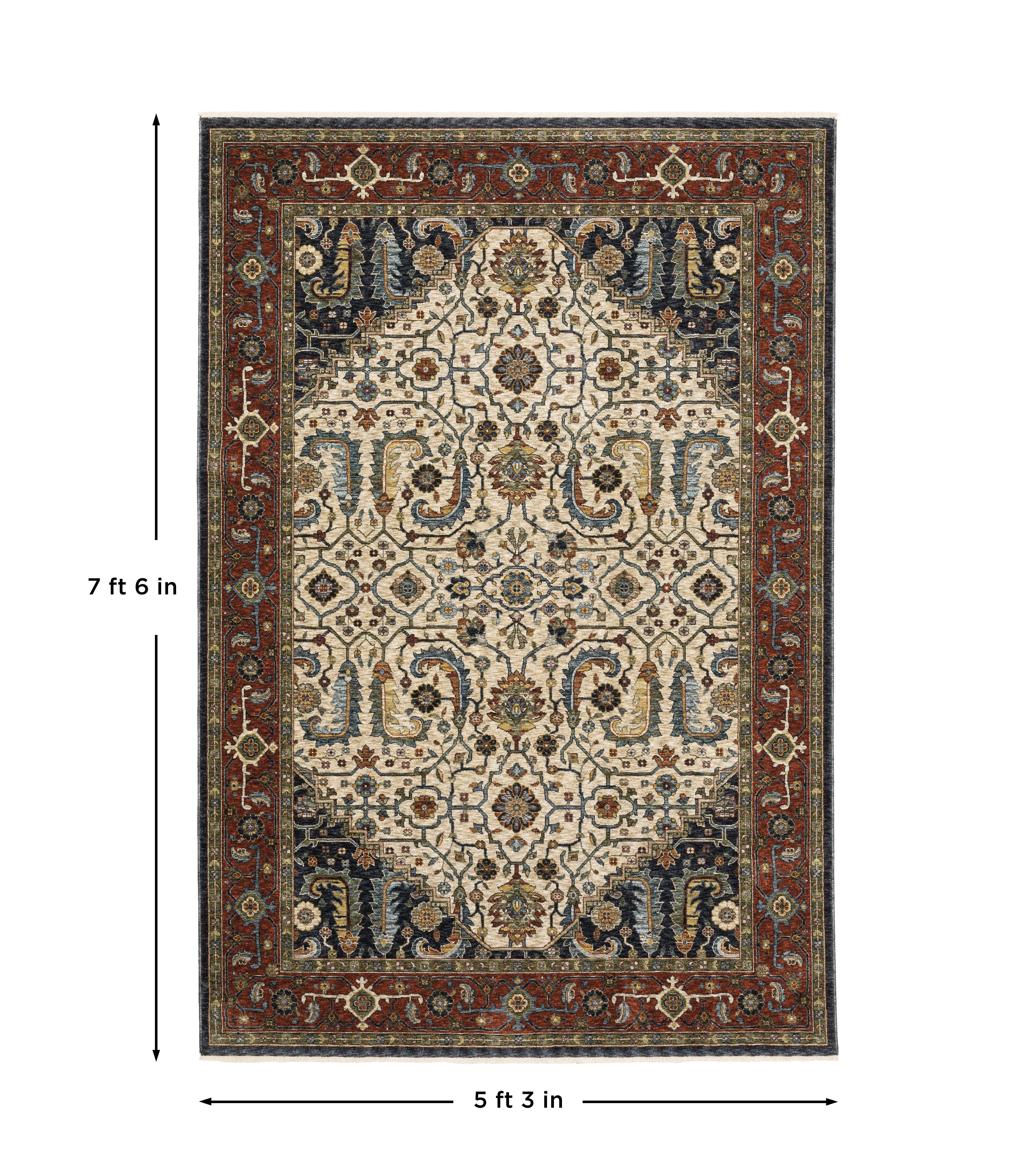 Aberdeen 752W1 Ivory/ Red Traditional Area Rug by Oriental Weavers