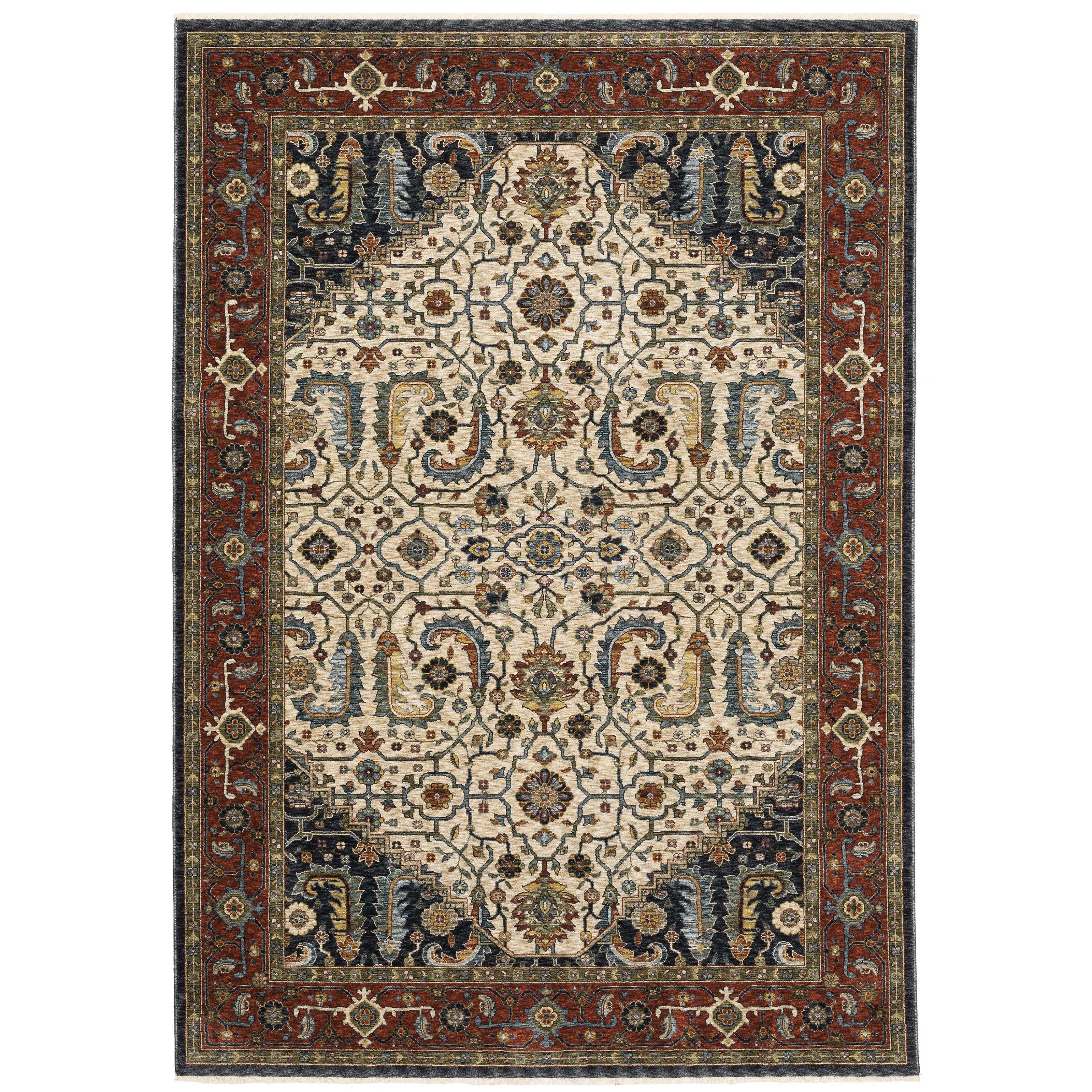 Aberdeen 752W1 Ivory/ Red Traditional Area Rug by Oriental Weavers