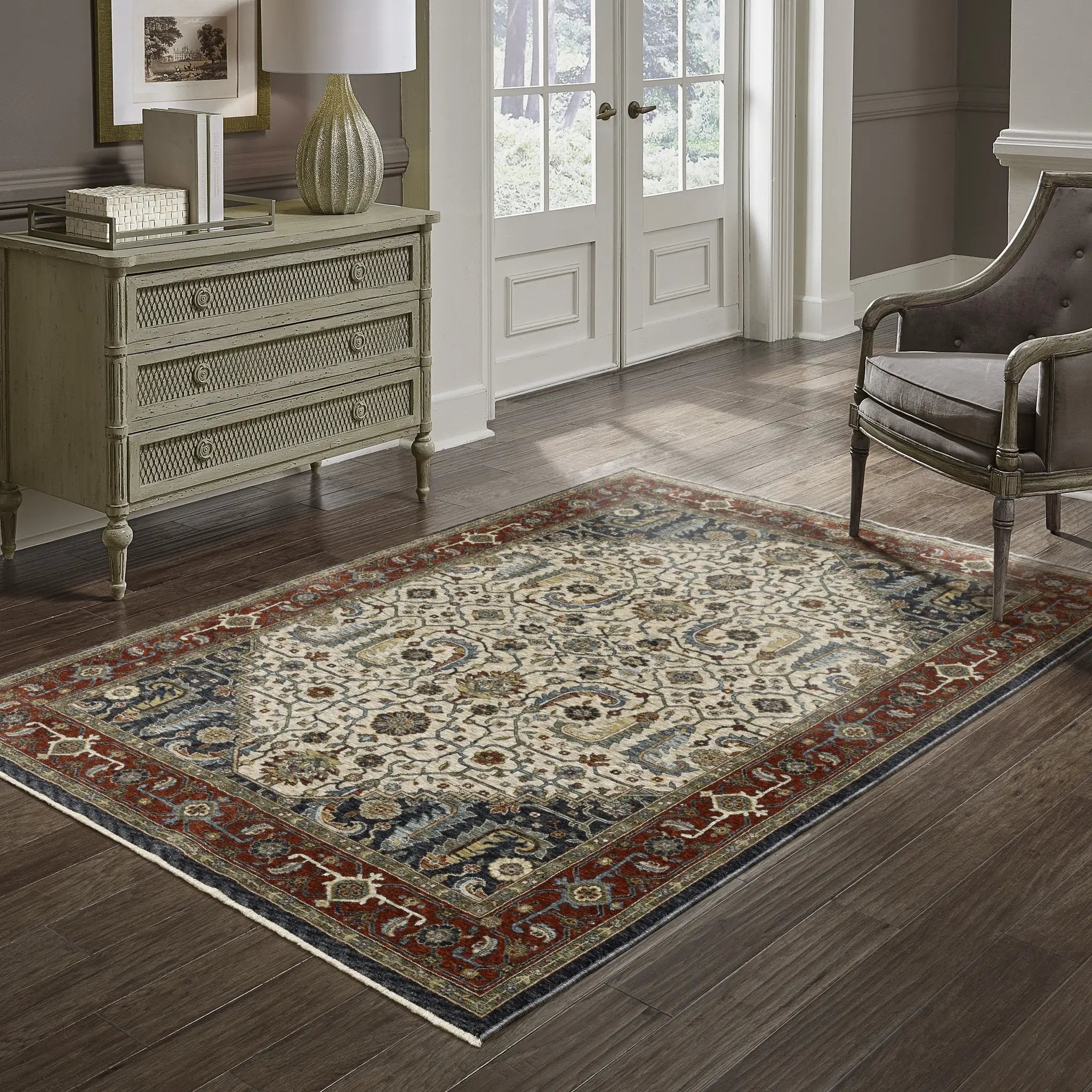 Aberdeen 752W1 Ivory/ Red Area Rug by Oriental Weavers