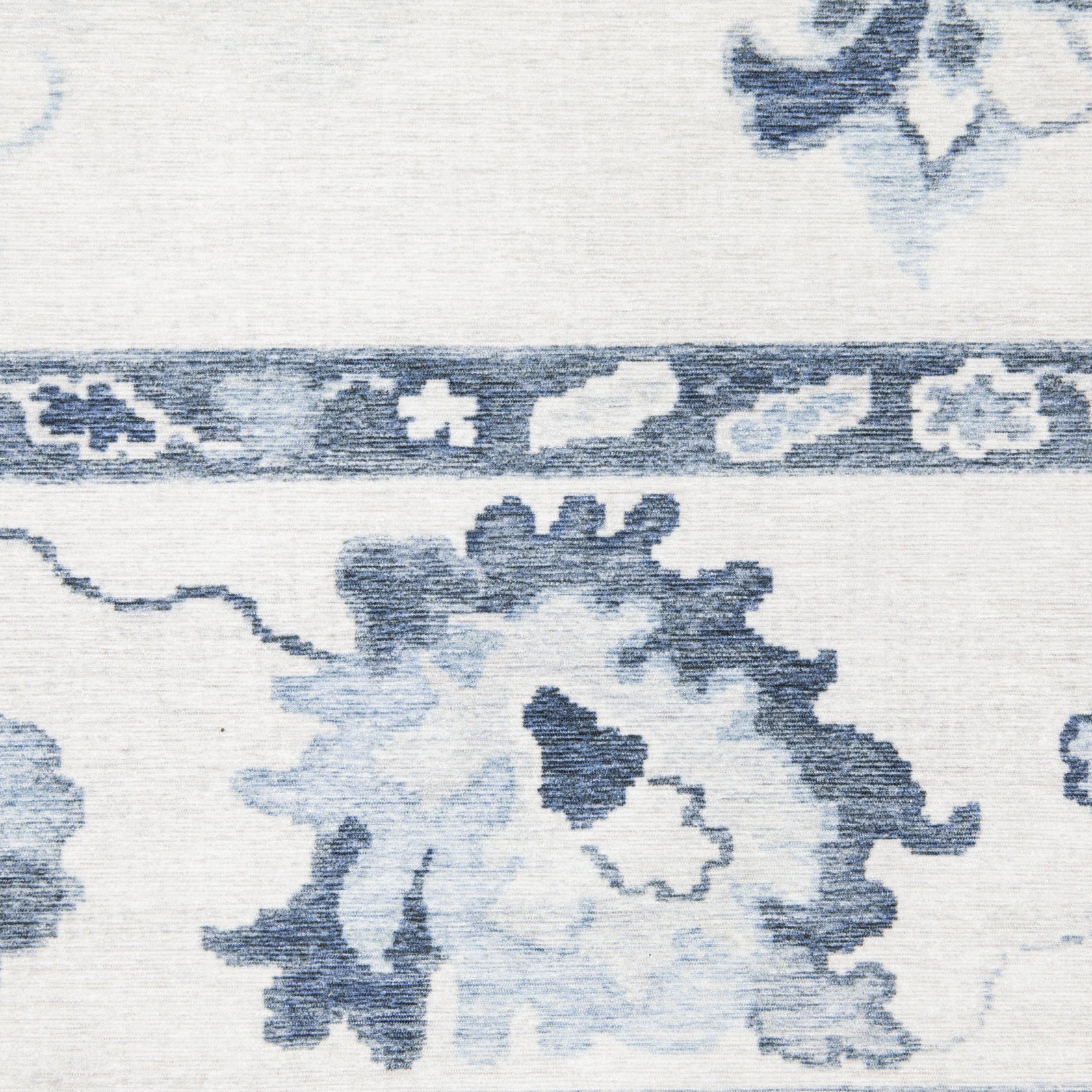 Addison ADD02 Ivory/Blue Area Rug, washable ivory blue area rug with Oushak-inspired printed detailing and low-profile surface.