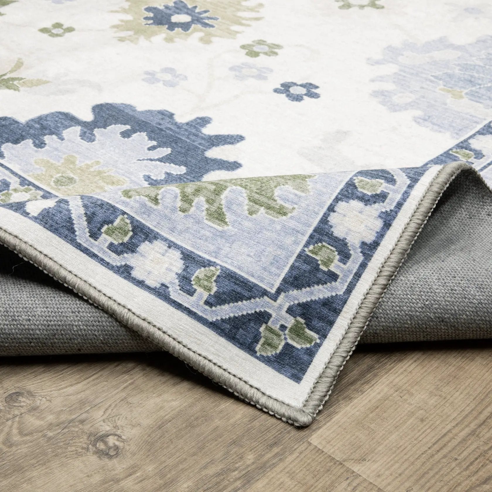 Addison ADD05 White/Blue Area Rug by Oriental Weavers