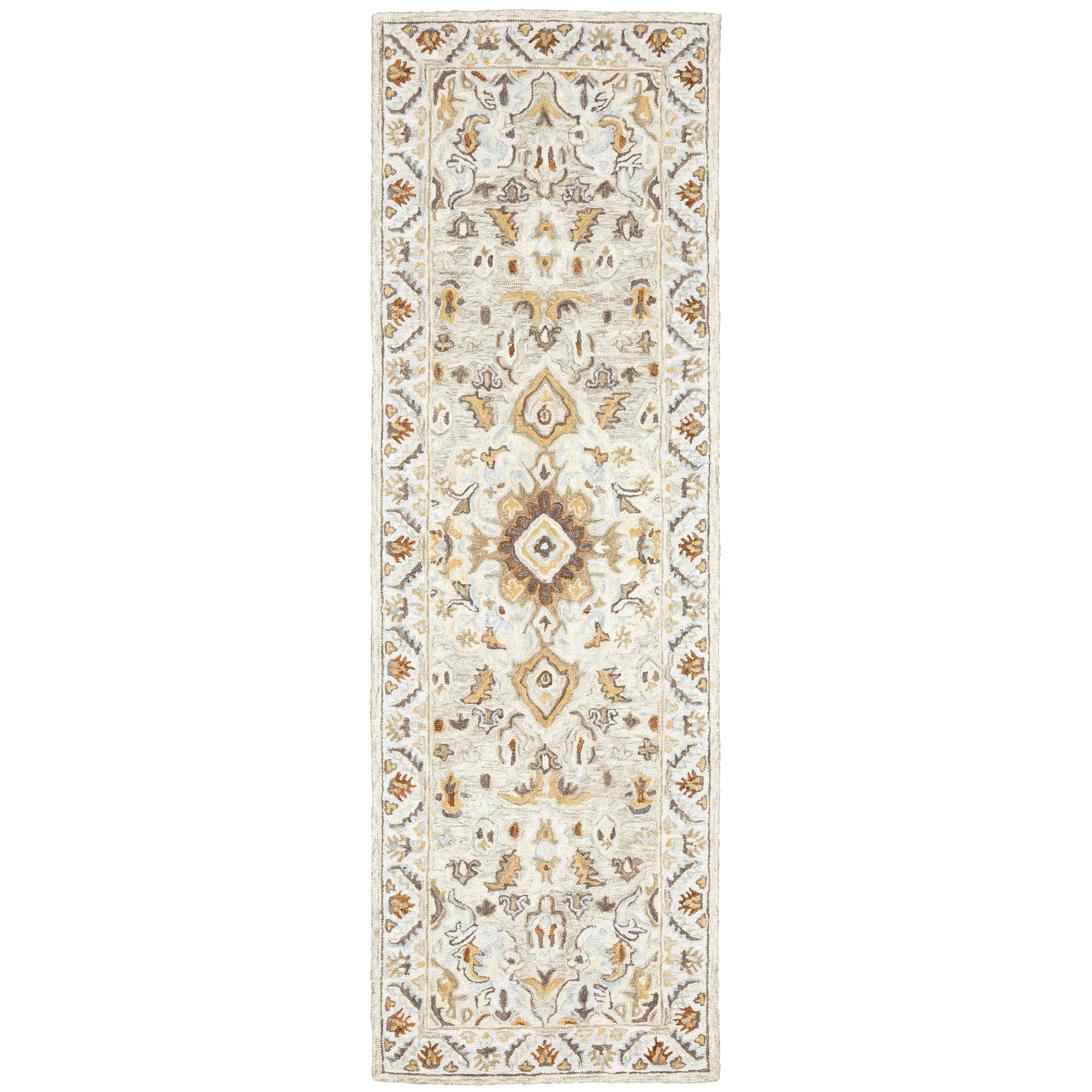 Alfresco 28403 Ivory/Beige Area Rug, Bohemian ivory beige wool area rug with textured pile and subtle sun-washed design.
