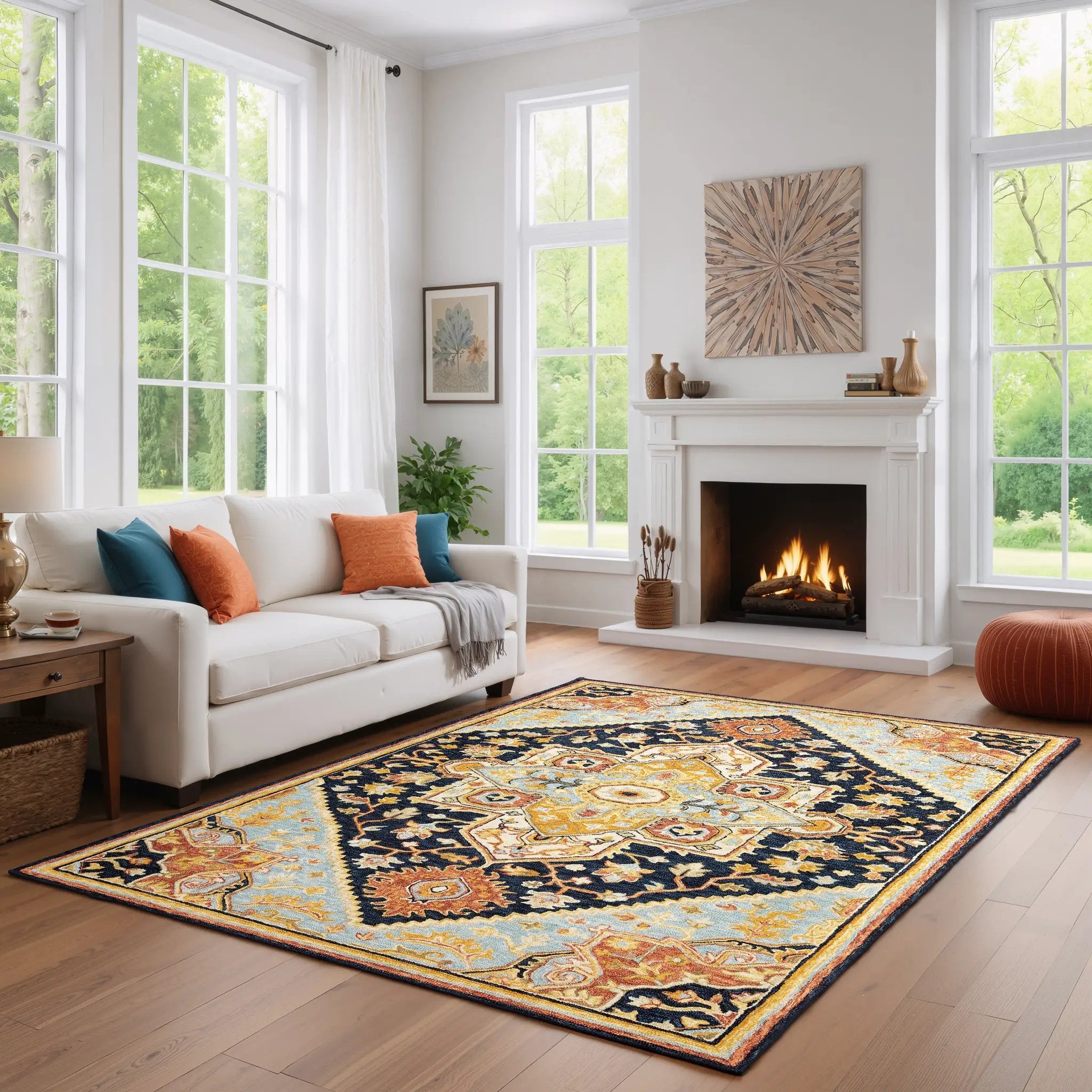 Alfresco 28408 Navy/ Rust Area Rug by Oriental Weavers