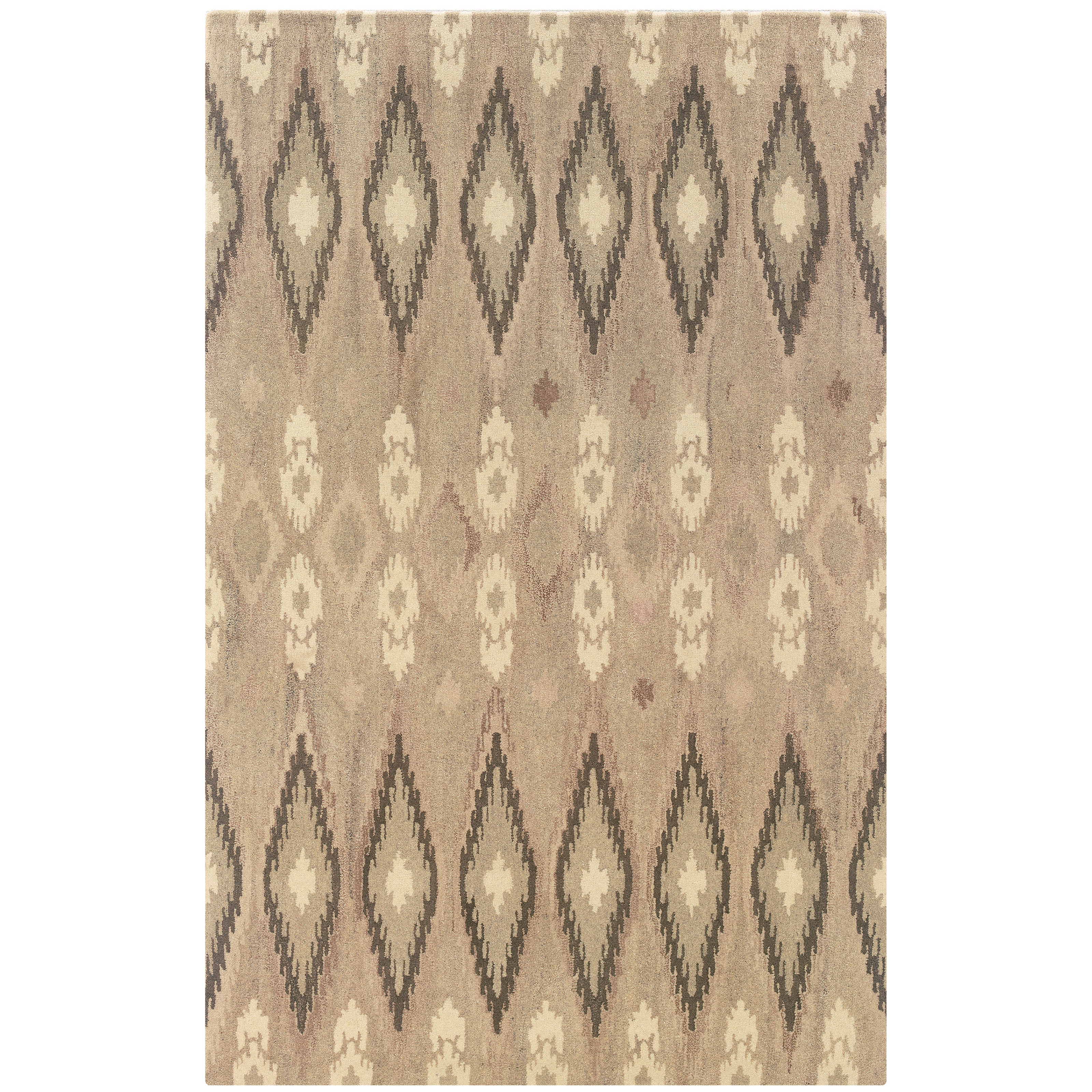 Anastasia 68001 Beige/Ivory Area Rug, handmade beige ivory wool area rug with subtle ikat-inspired woven textile pattern.