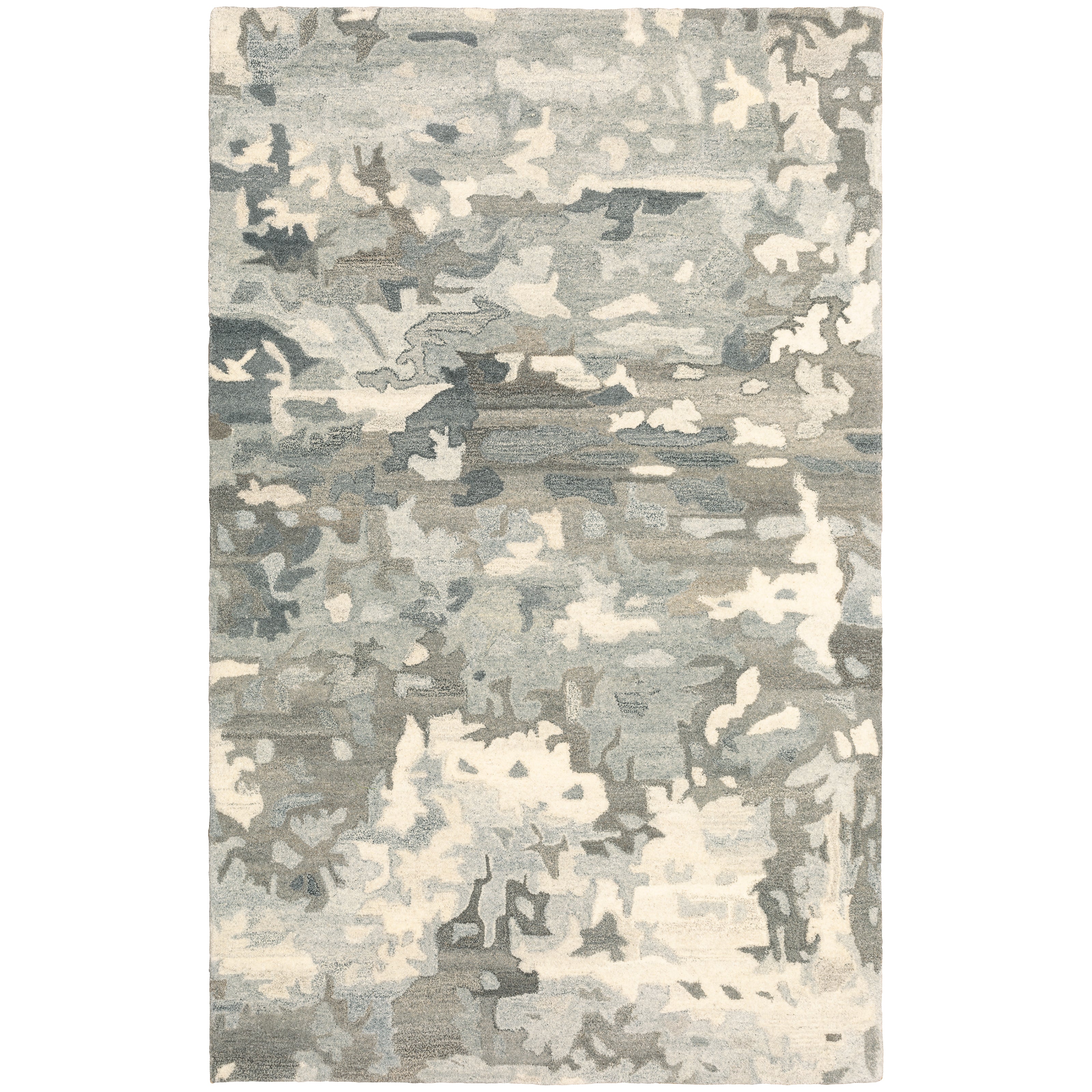 Anastasia 68006 Grey/Charcoal Area Rug, handmade grey charcoal wool area rug with ikat-inspired woven pattern and natural texture.