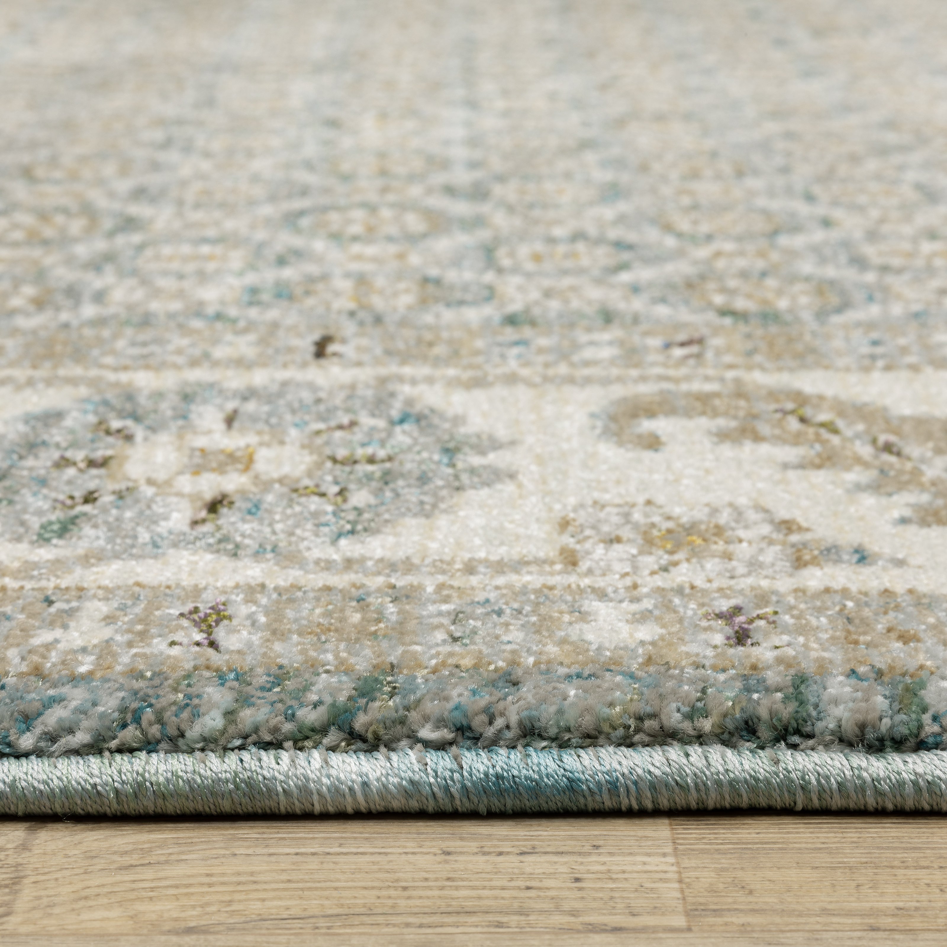 Andorra 2429A Blue/Ivory Area Rug, blue ivory modern traditional area rug with vintage-inspired pattern and dense soft pile.