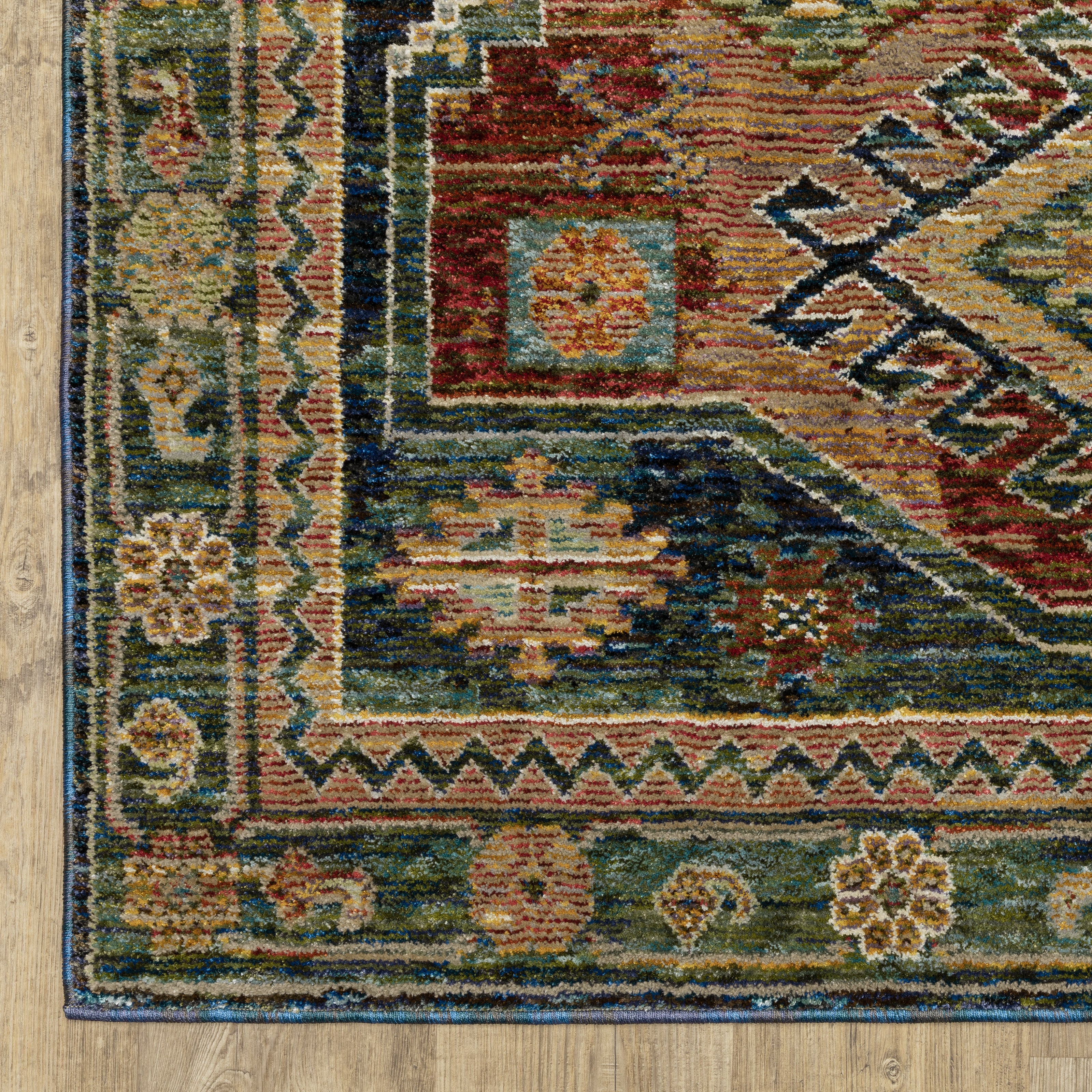 Andorra 2442A Blue/Multi Area Rug, blue multi modern traditional area rug with vintage-inspired pattern and dense soft pile.