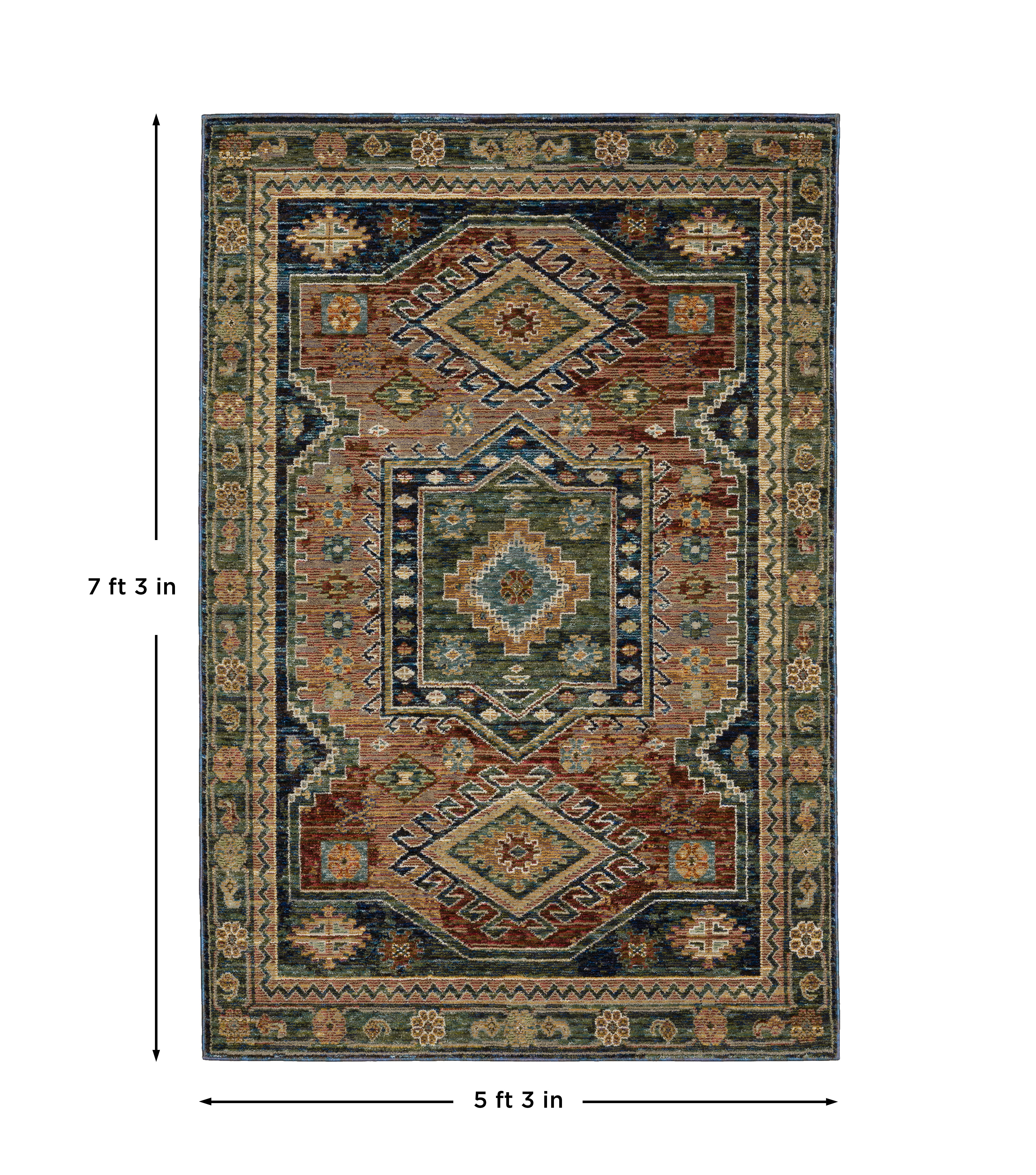 Andorra 2442A Blue/Multi Area Rug, blue multi modern traditional area rug with vintage-inspired pattern and dense soft pile.