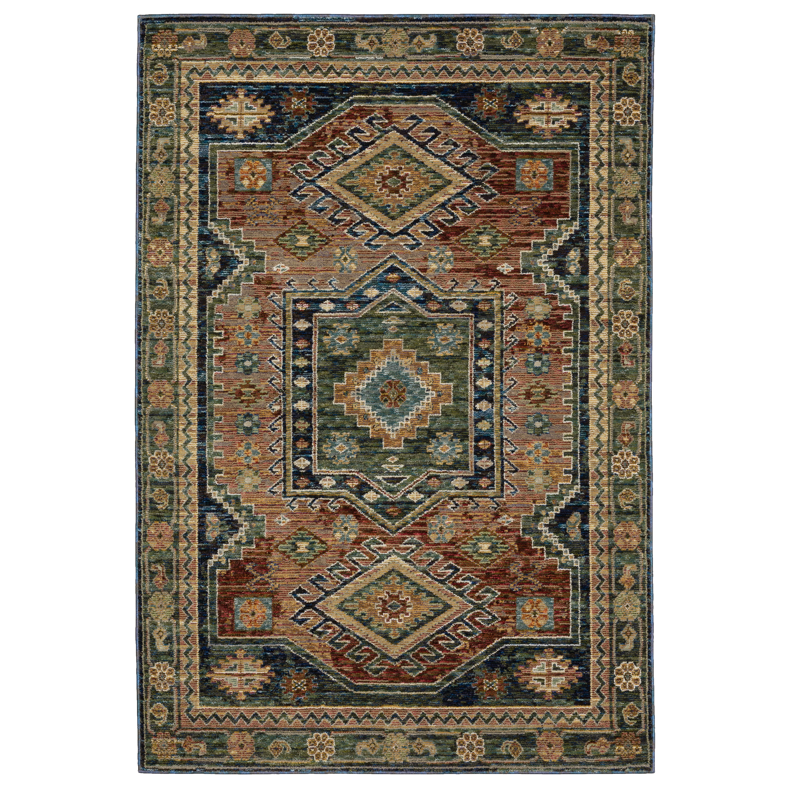 Andorra 2442A Blue/Multi Area Rug, blue multi modern traditional area rug with vintage-inspired pattern and dense soft pile.