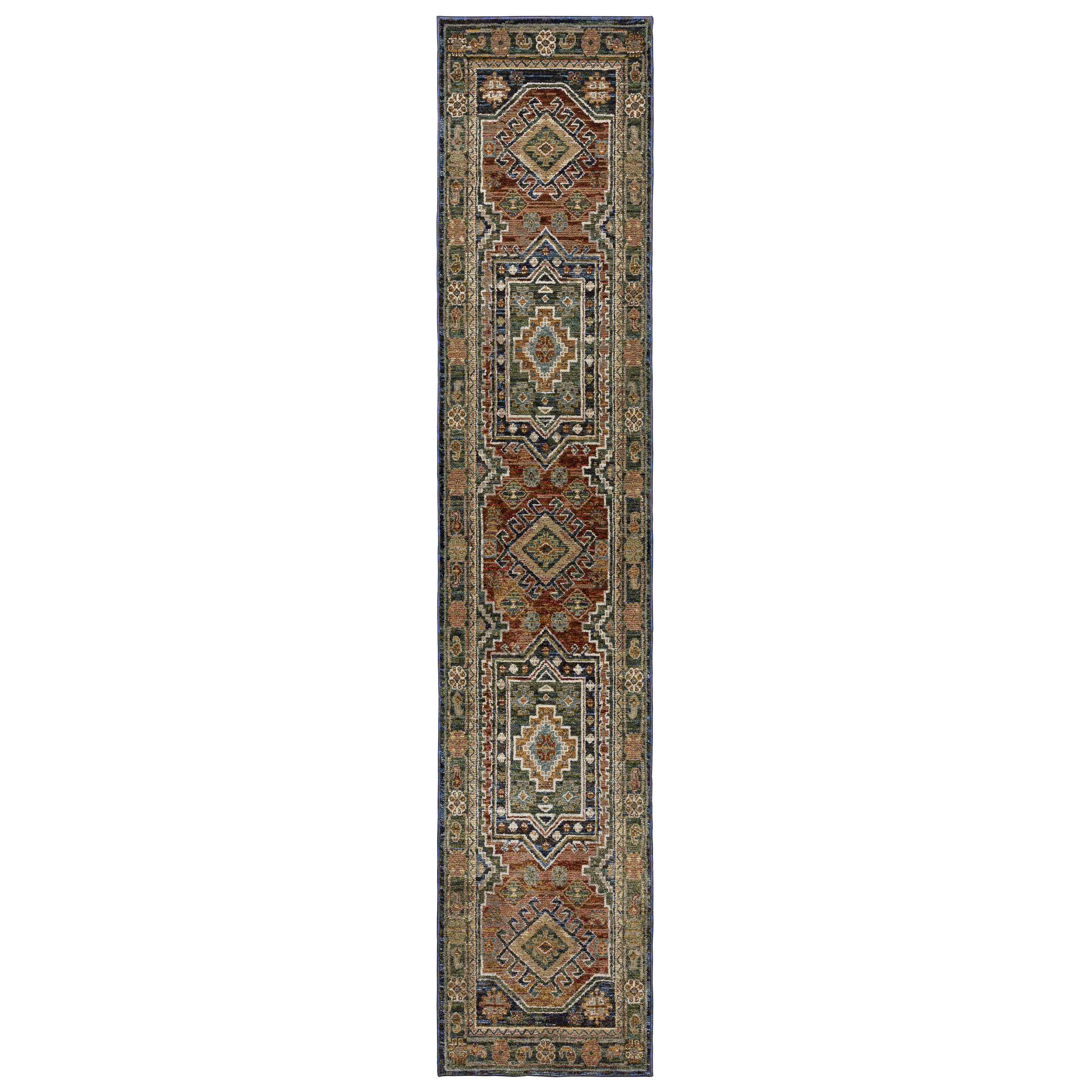 Andorra 2442A Blue/Multi Area Rug, blue multi modern traditional area rug with vintage-inspired pattern and dense soft pile.