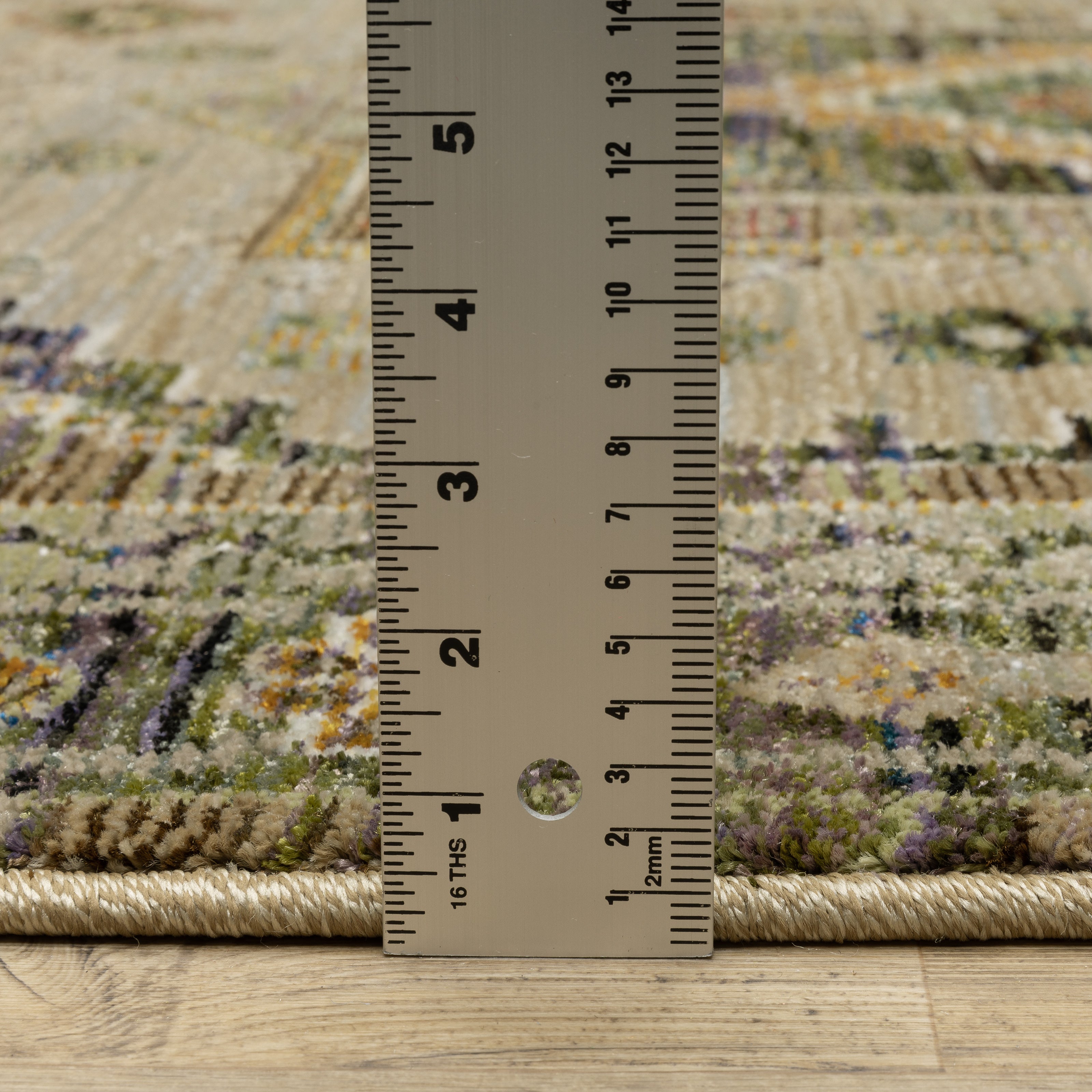 Andorra 2442D Grey/Green Area Rug, grey green modern traditional area rug with vintage-inspired pattern and plush dense pile.