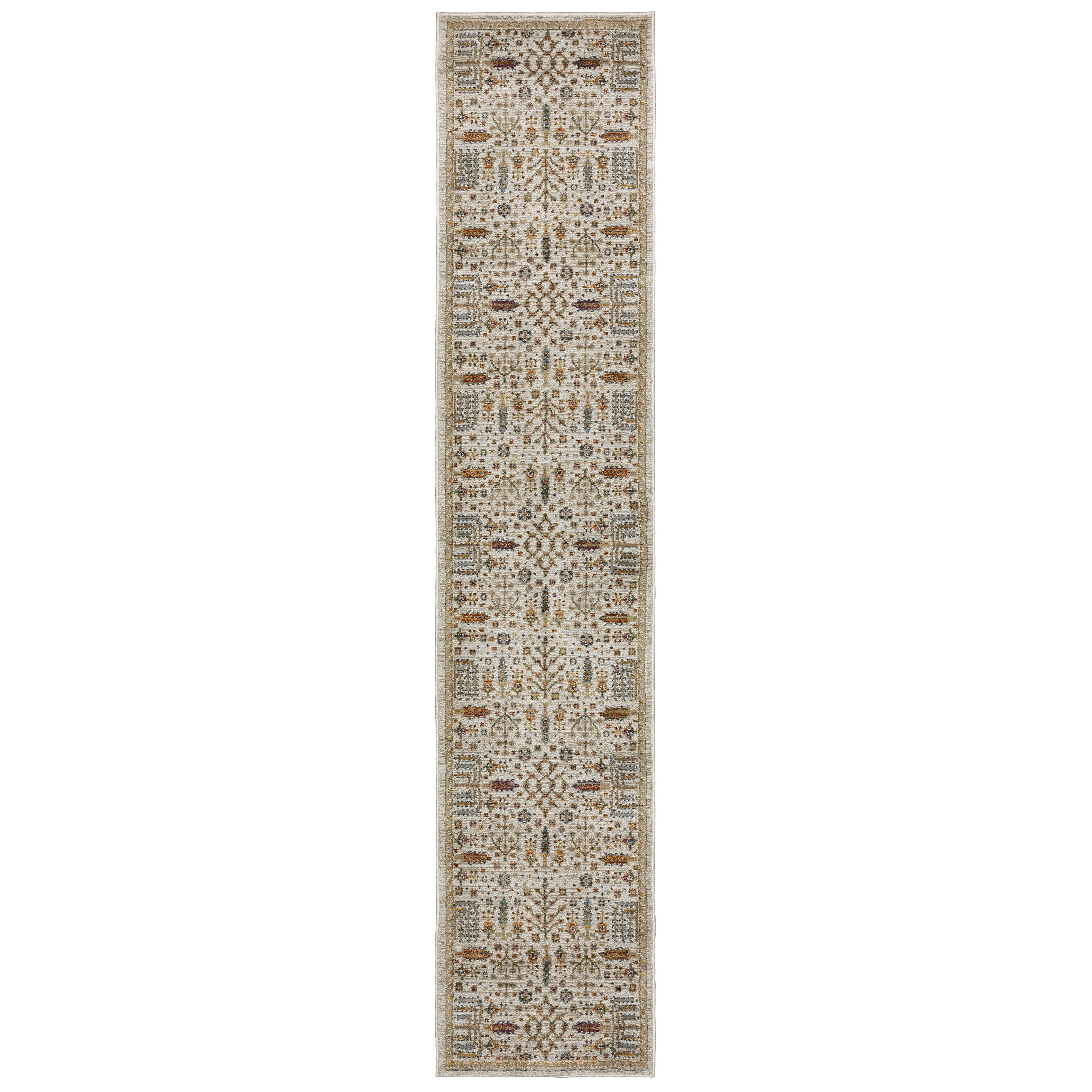 Andorra 2449B Ivory/Gold Area Rug, ivory gold modern traditional area rug with graceful vintage-inspired pattern and dense pile.