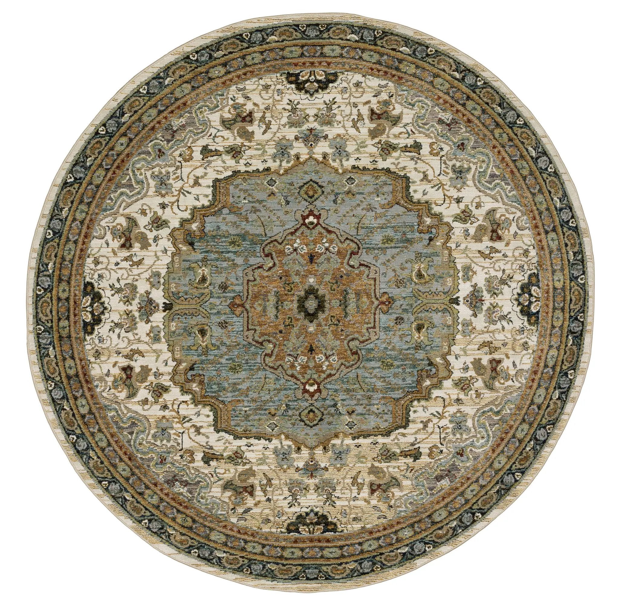 Andorra 2451B Ivory/ Blue Area Rug by Oriental Weavers