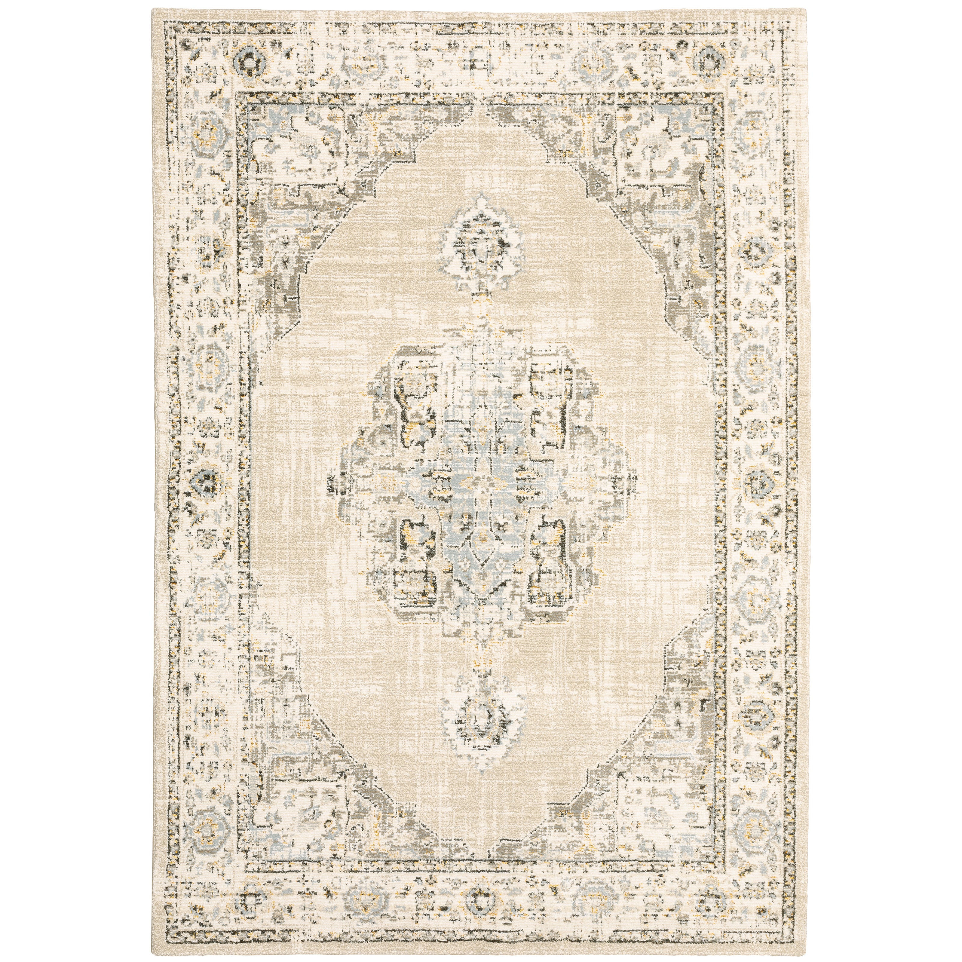 Andorra 303D0 Beige/Ivory Area Rug, beige ivory modern traditional area rug with quiet vintage-inspired design and plush pile.