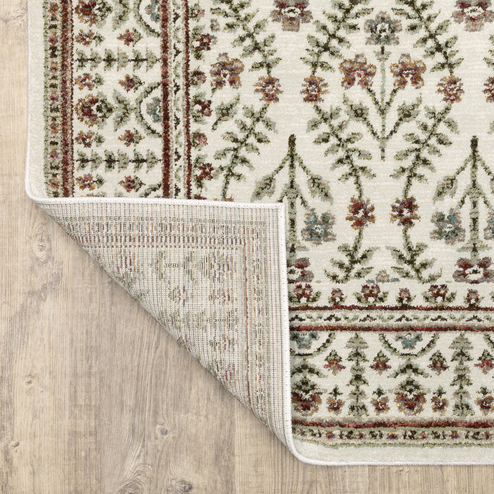 Andorra 3717A Ivory/Red Area Rug, ivory red modern traditional area rug with vintage-style pattern and detailed soft pile.