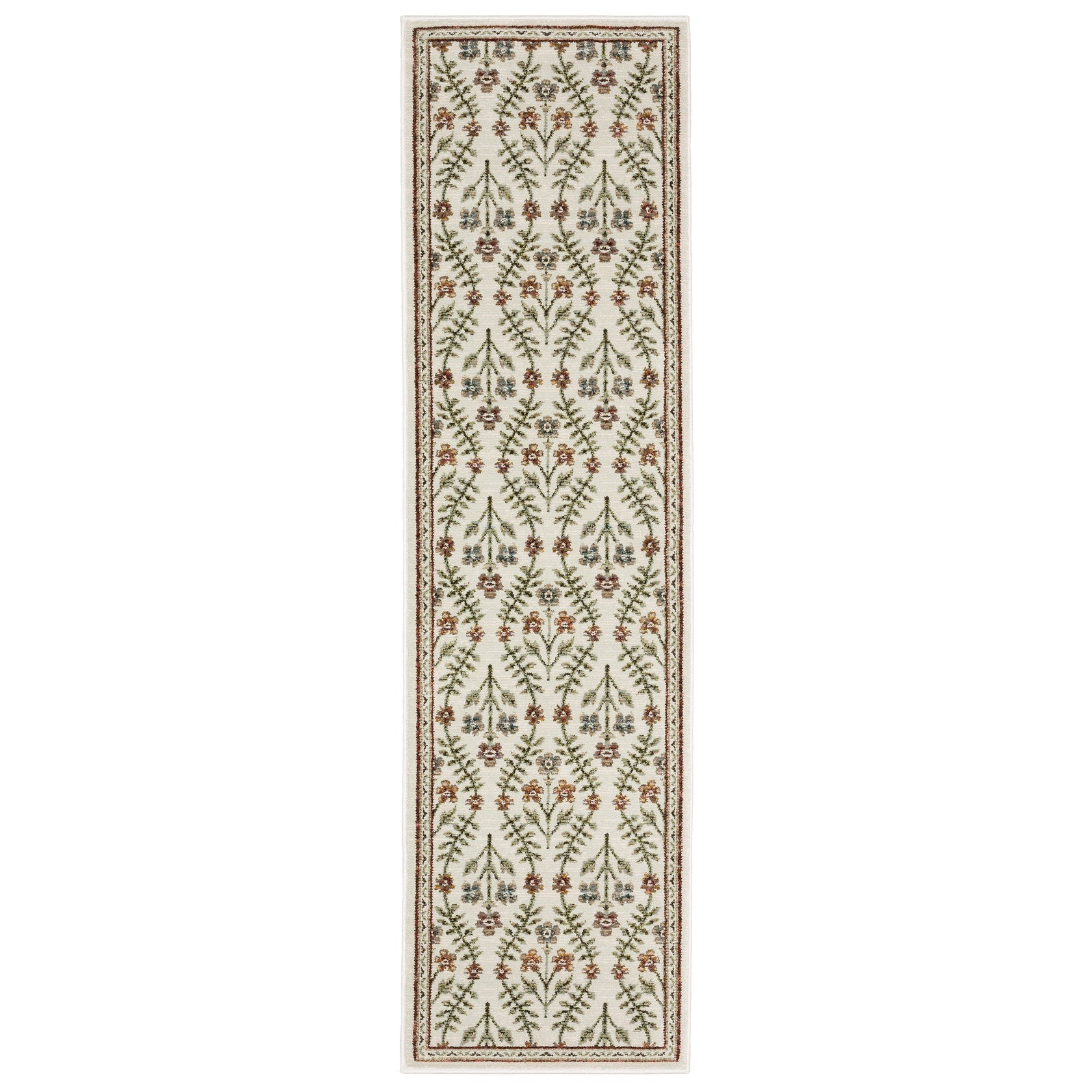 Andorra 3717A Ivory/Red Area Rug, ivory red modern traditional area rug with vintage-style pattern and detailed soft pile.