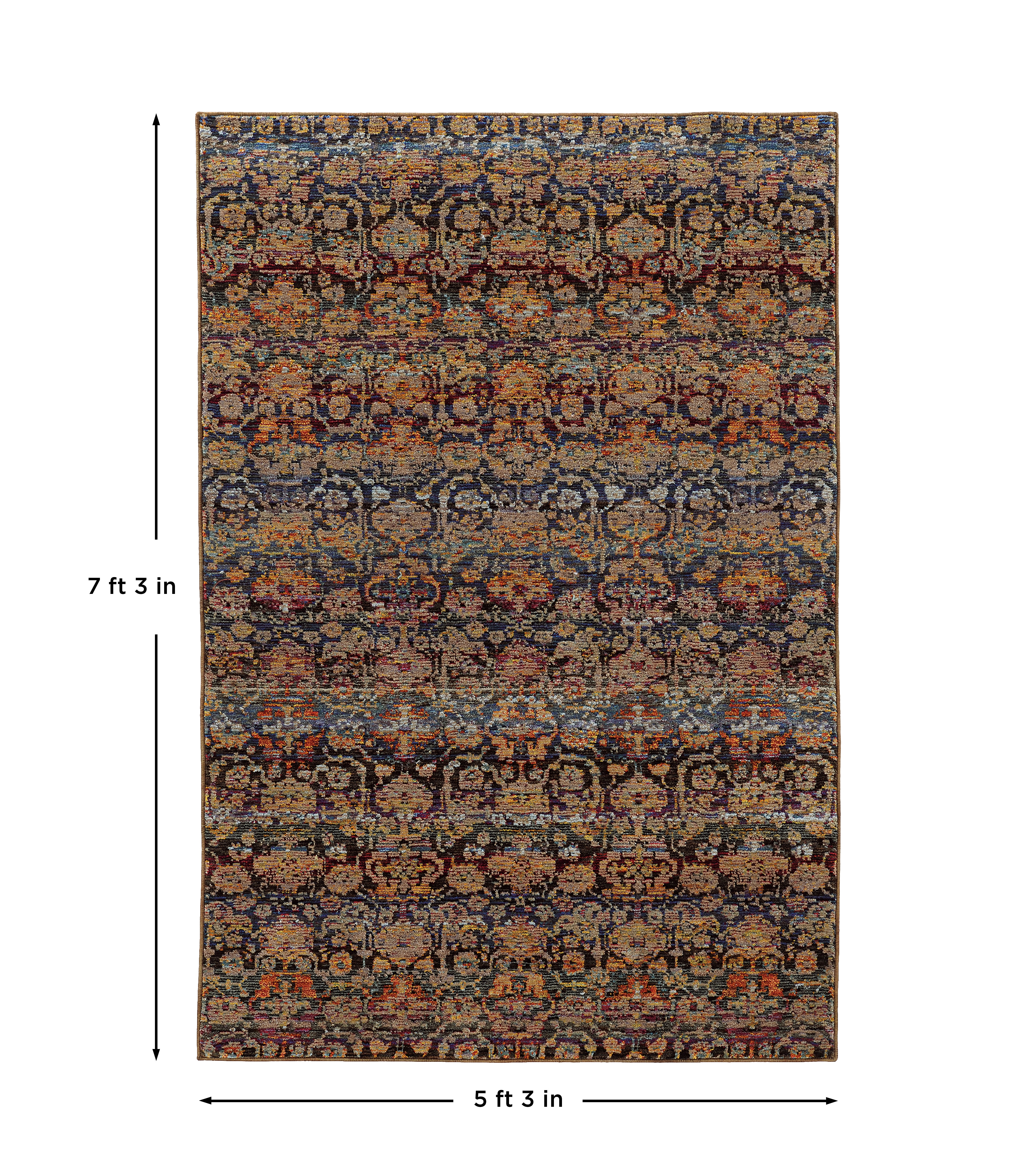 Andorra 6836C Multi/Blue Area Rug, multi blue modern traditional area rug with richly colored vintage-inspired design.