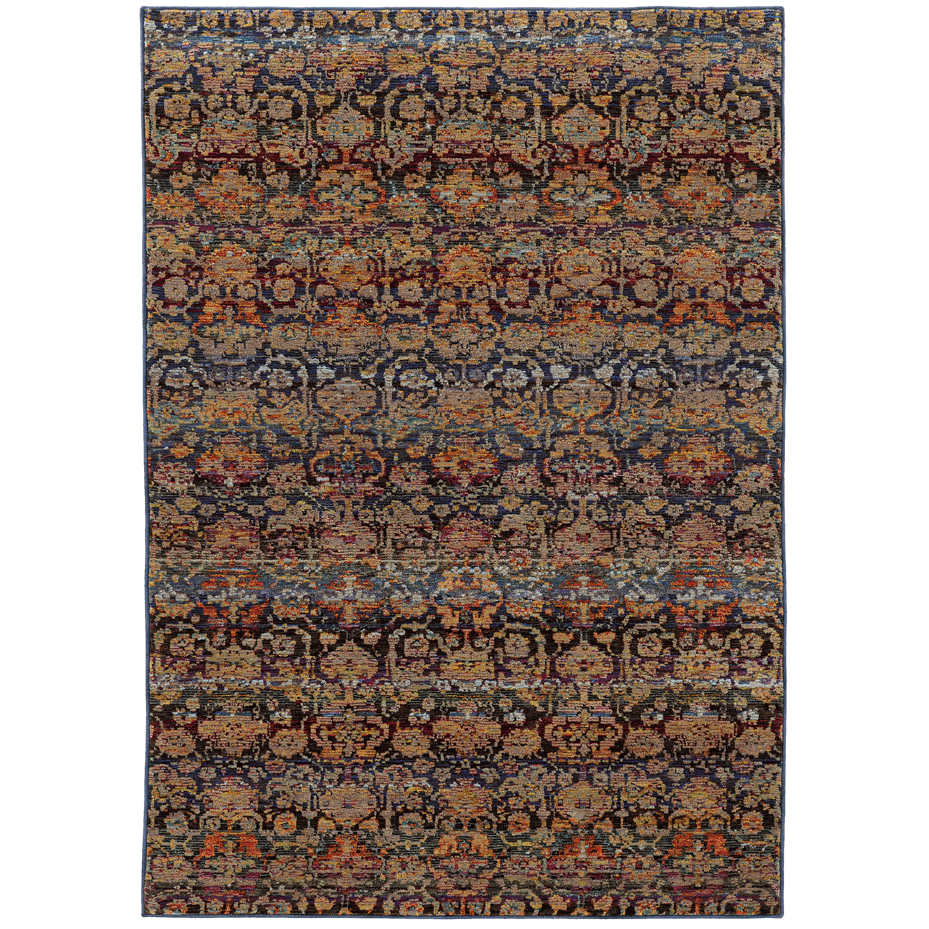 Andorra 6836C Multi/Blue Area Rug, multi blue modern traditional area rug with richly colored vintage-inspired design.