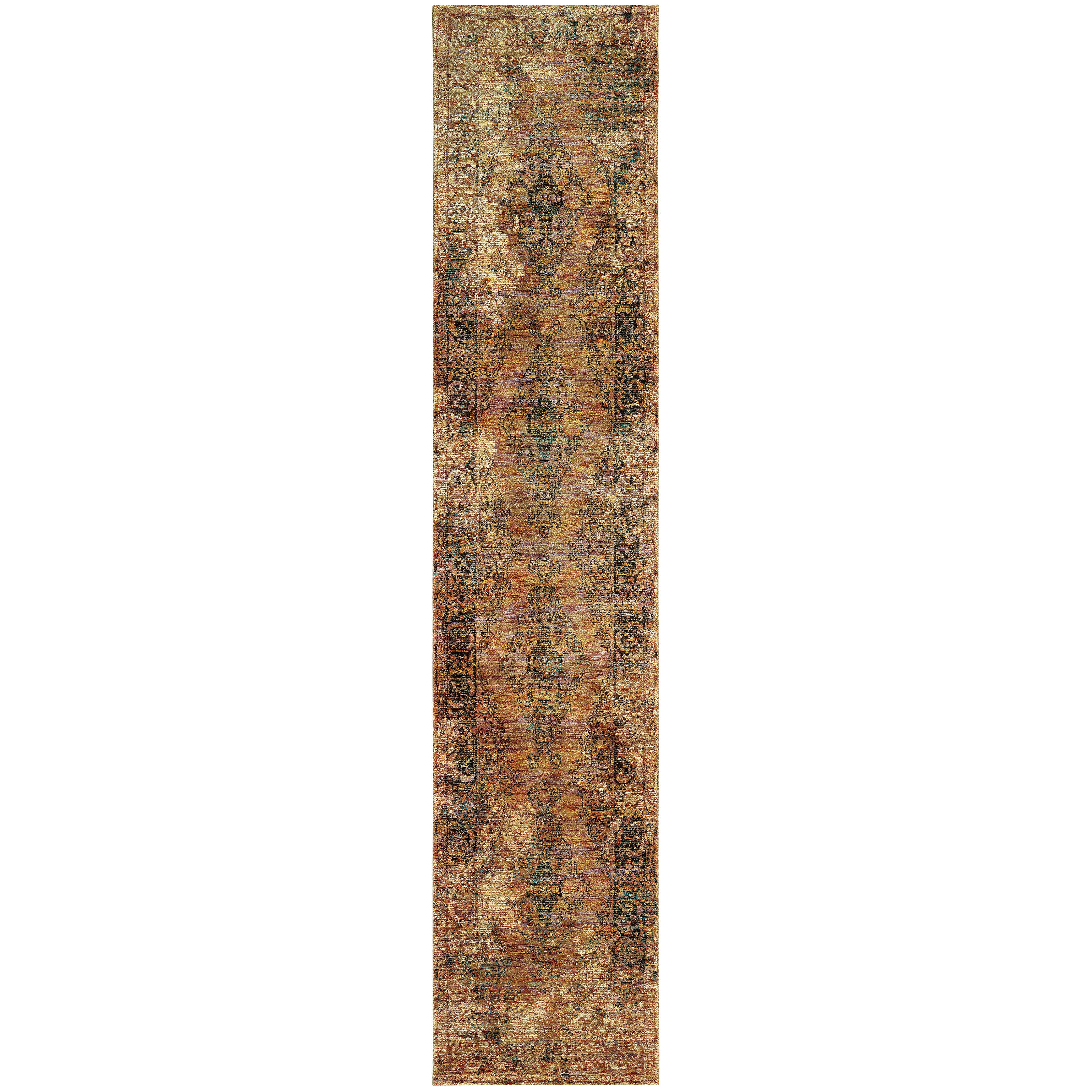 Andorra 6845D Gold/Brown Area Rug, gold brown modern traditional area rug with warm vintage-inspired design and plush pile.