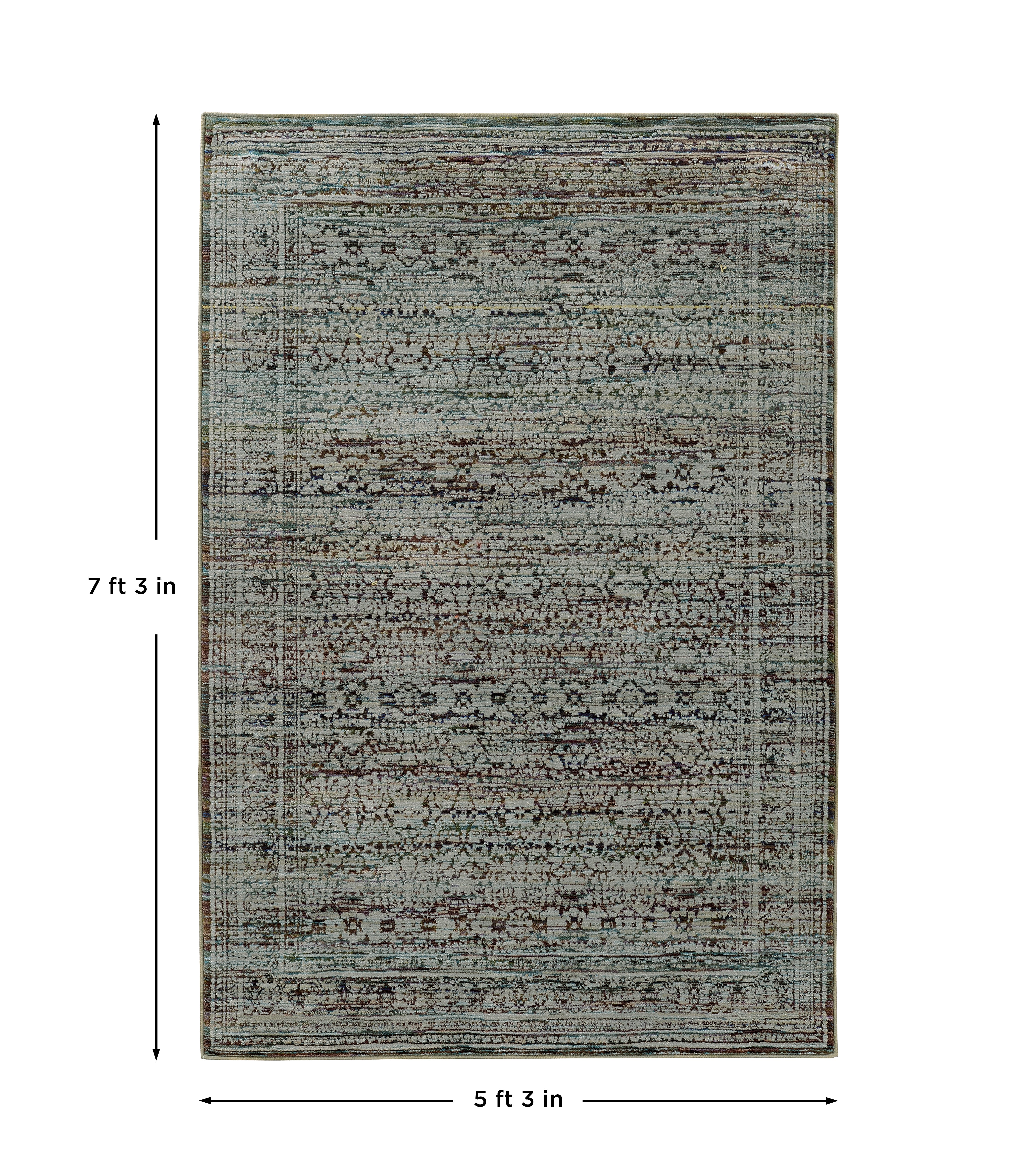 Andorra 7127A Blue/Purple Area Rug, blue purple modern traditional area rug with bold vintage-inspired design and soft pile.