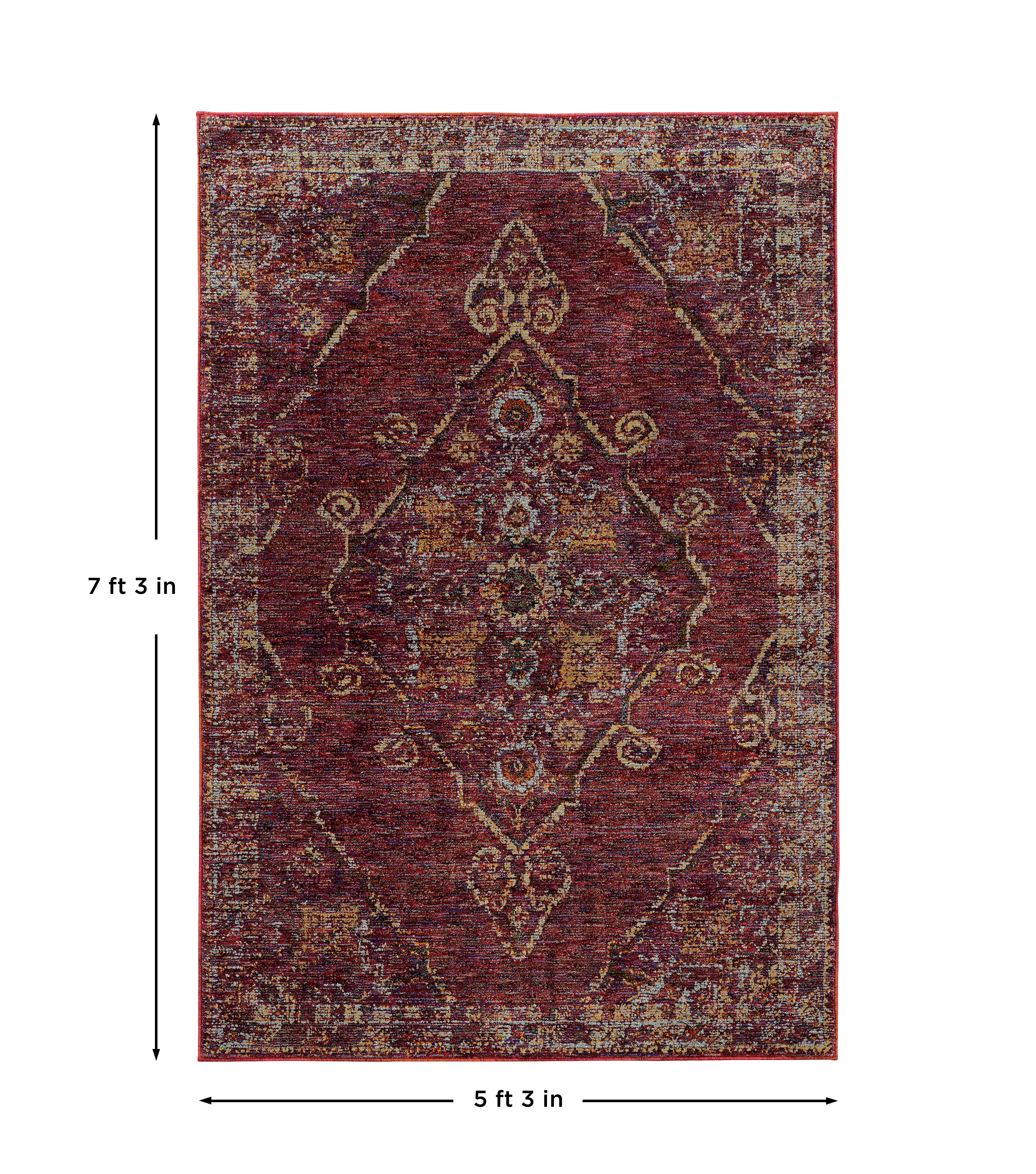 Andorra 7135E Red/Gold Area Rug, red gold modern traditional area rug with classic vintage-inspired pattern and plush pile.