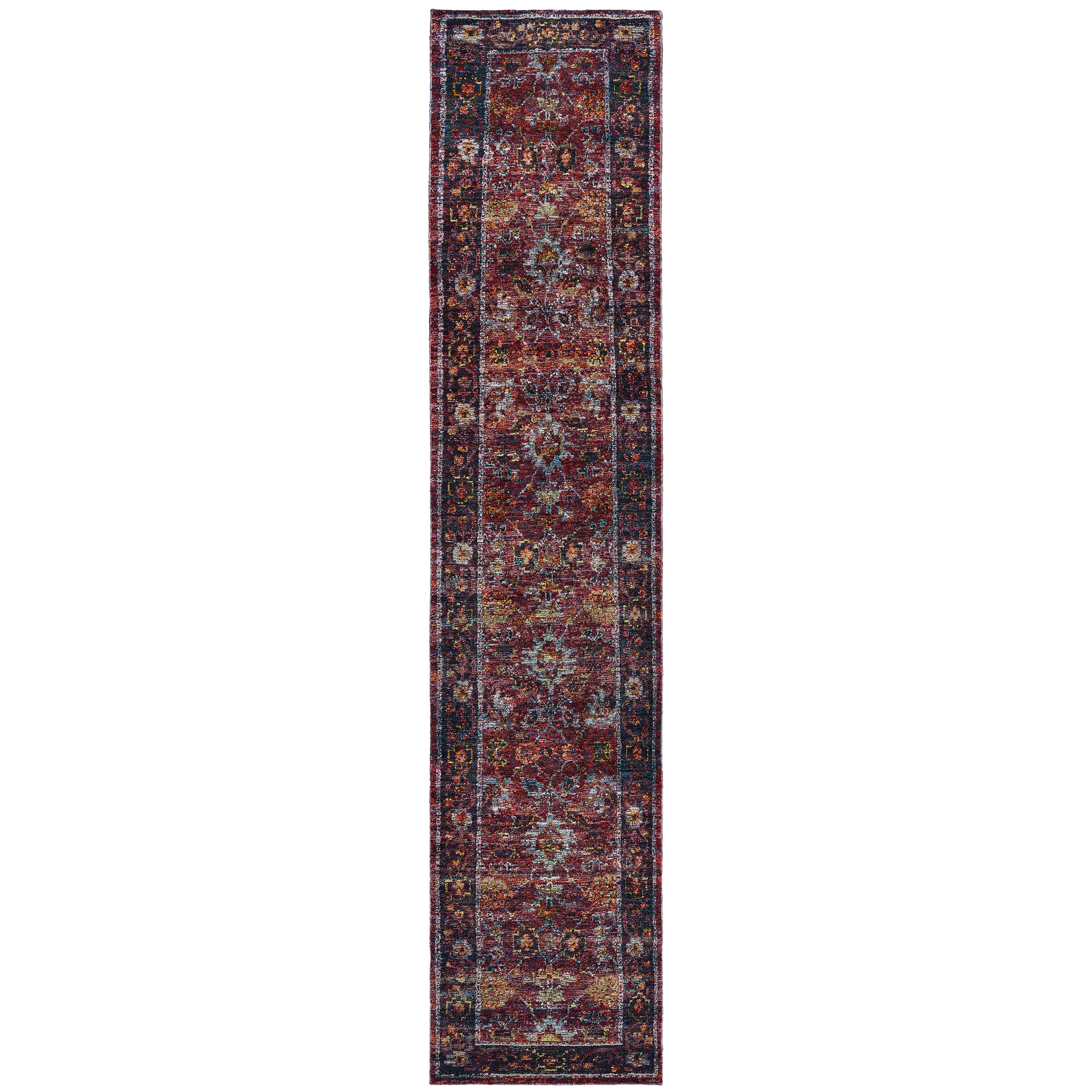 Andorra 7153A Red/Purple Area Rug, red purple modern traditional area rug with dramatic vintage-inspired pattern and soft pile.